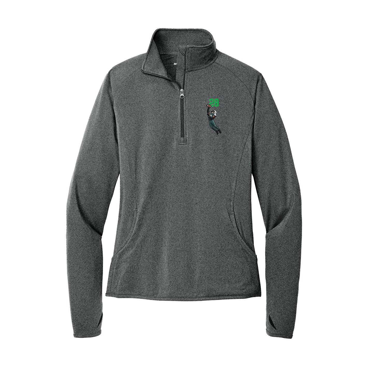 Women's Q-Zip Pullover — Number Top in Grey