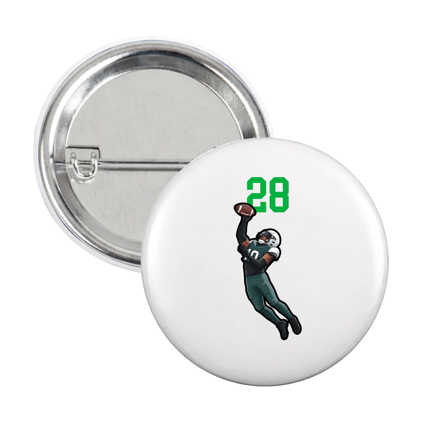 Game Day Button — Number Top in White
