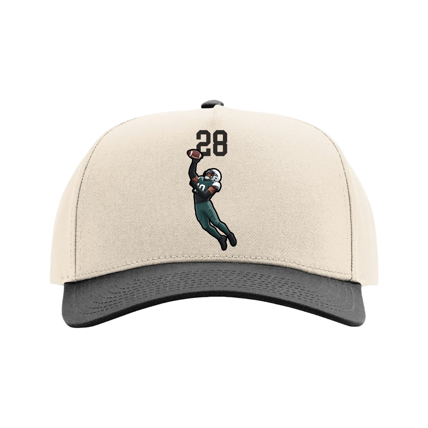 Full Fabric Five-Panel Champ Cap — Number Top in Cream/Black
