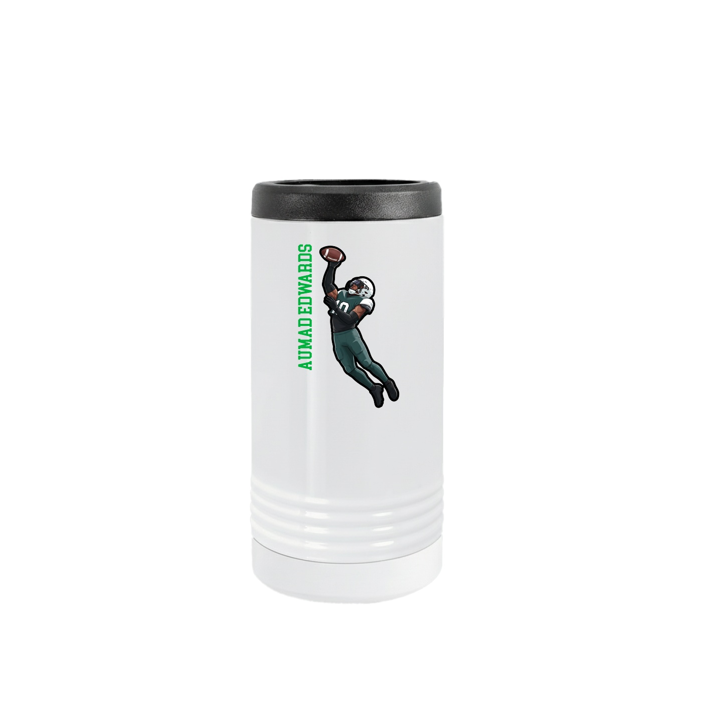 Slim Beverage Holder — Name Vertical in White