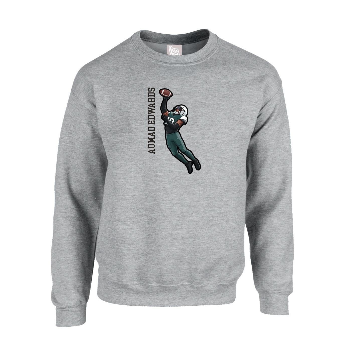 Fleece Crew — Name Vertical in Grey