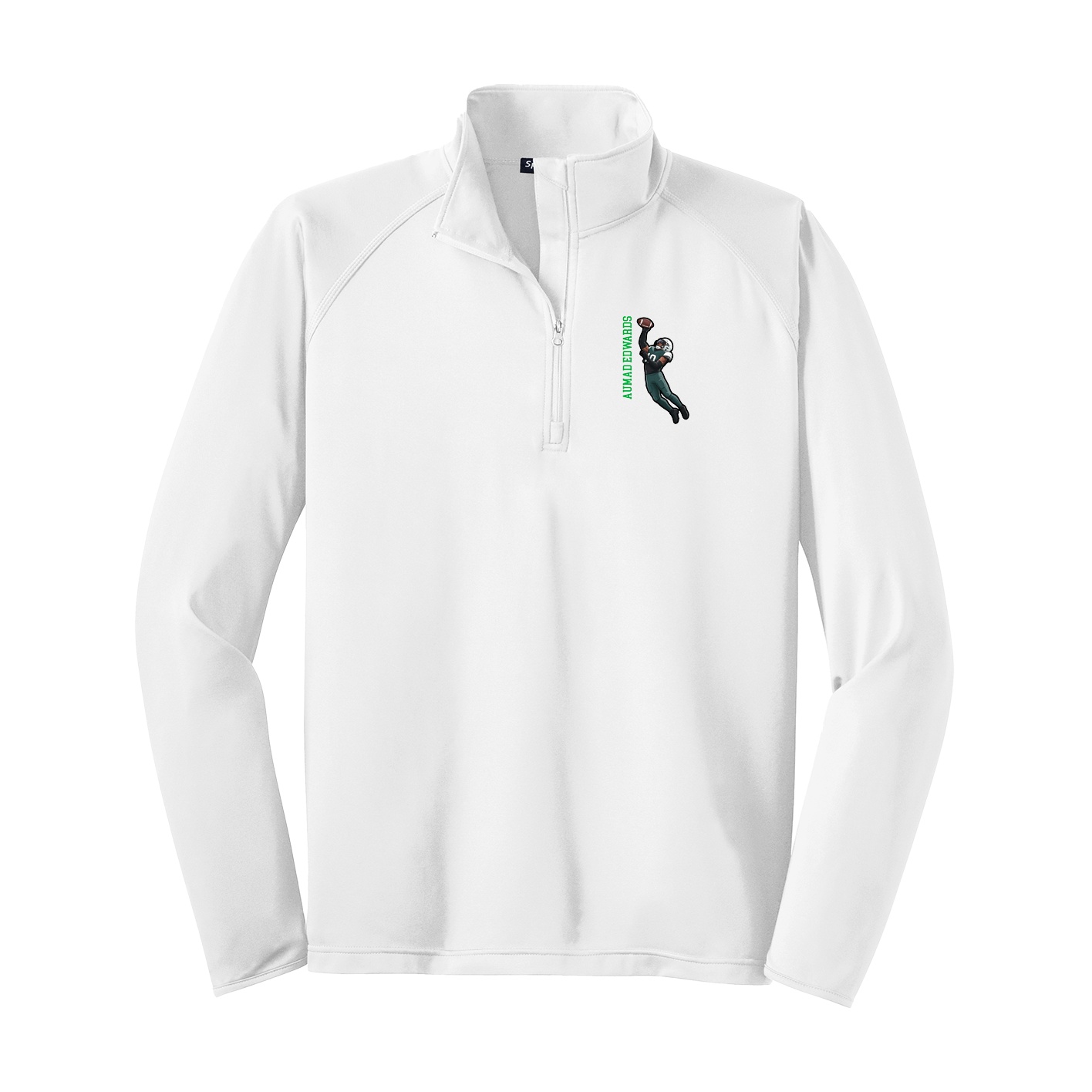 Q-Zip Pullover — Name Vertical in White