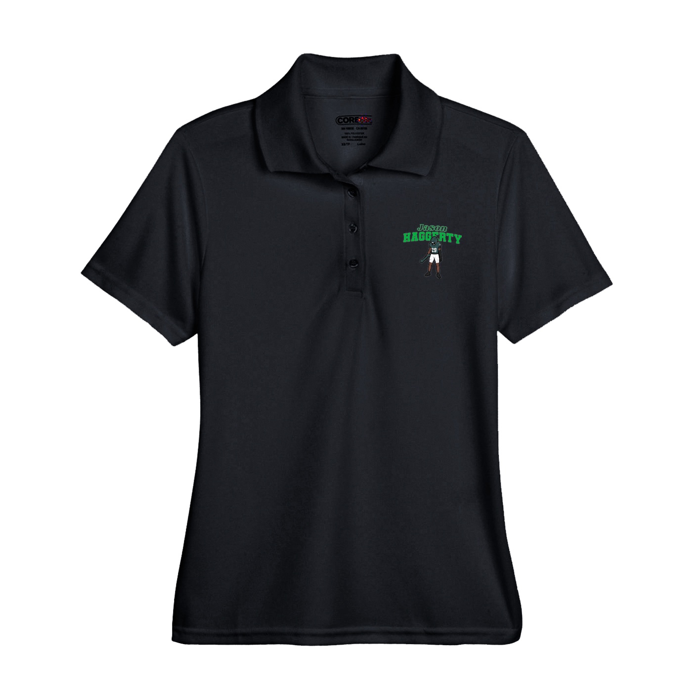 Womens Performance Polo — Name Arch in Black