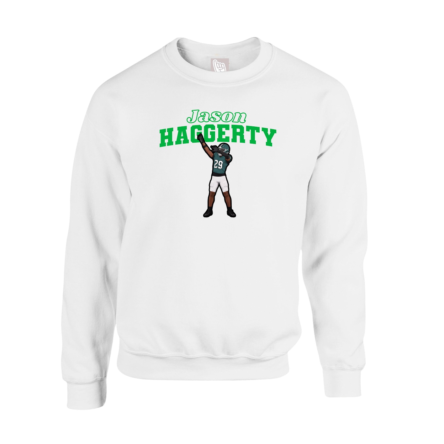 Fleece Crew — Name Arch in White