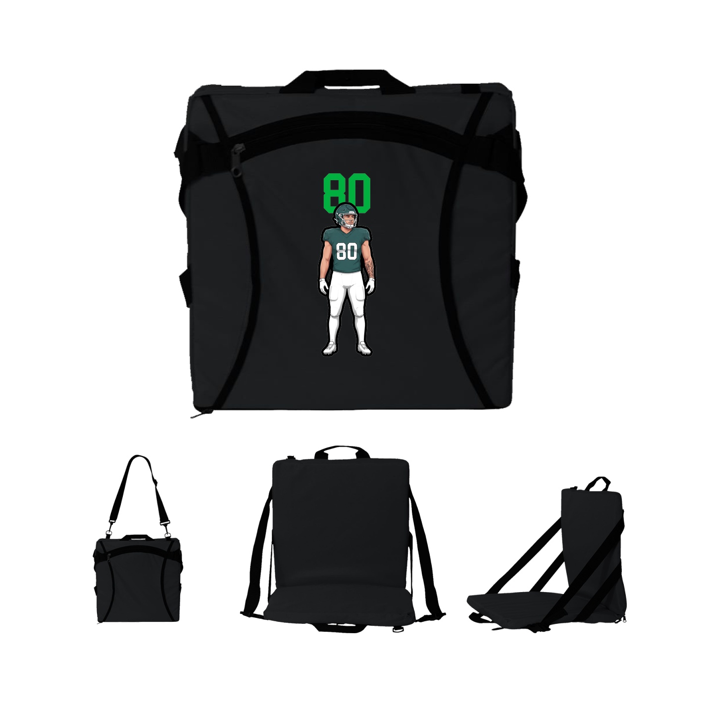 Folding Stadium Seat — Number Top in Black