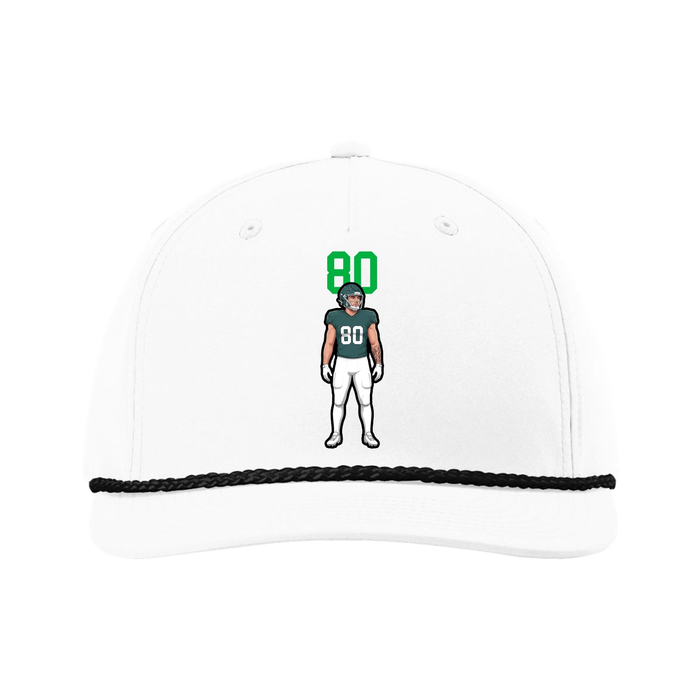 Five-Panel Classic Rope Cap — Number Top in White
