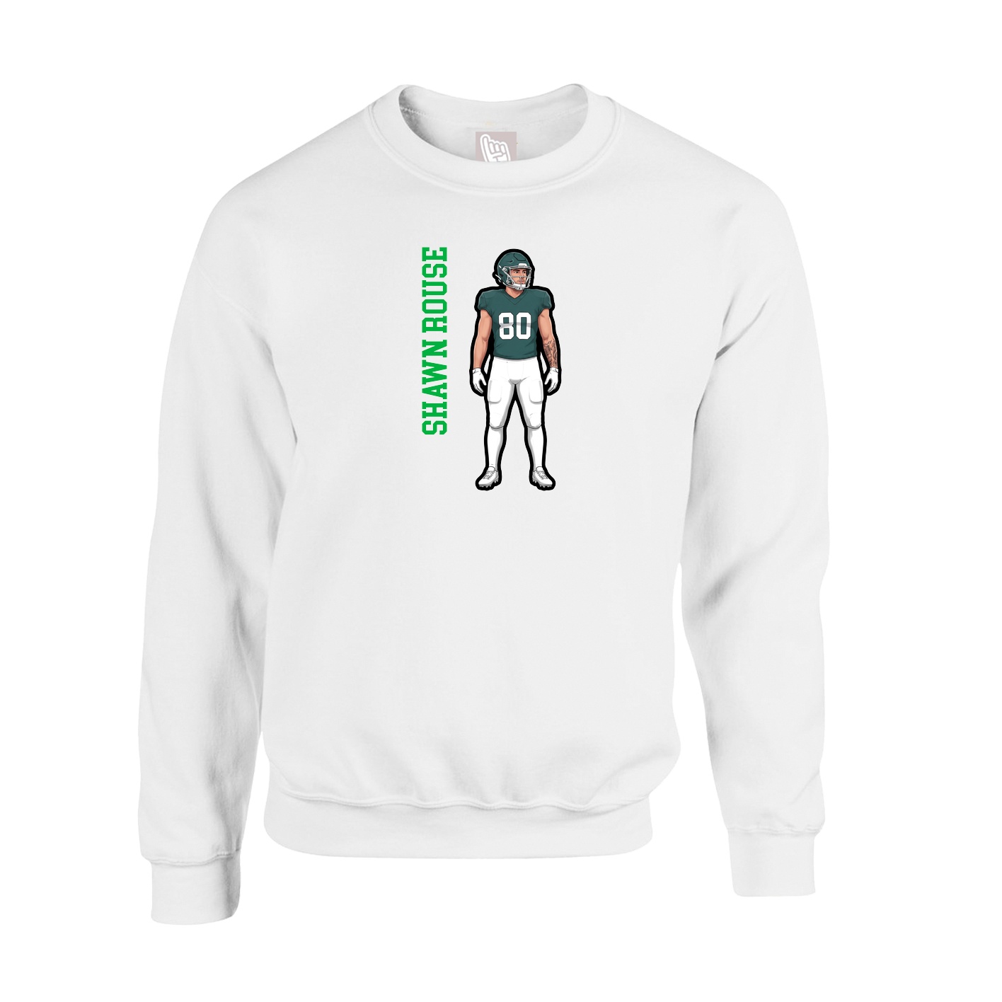 Fleece Crew — Name Vertical in White