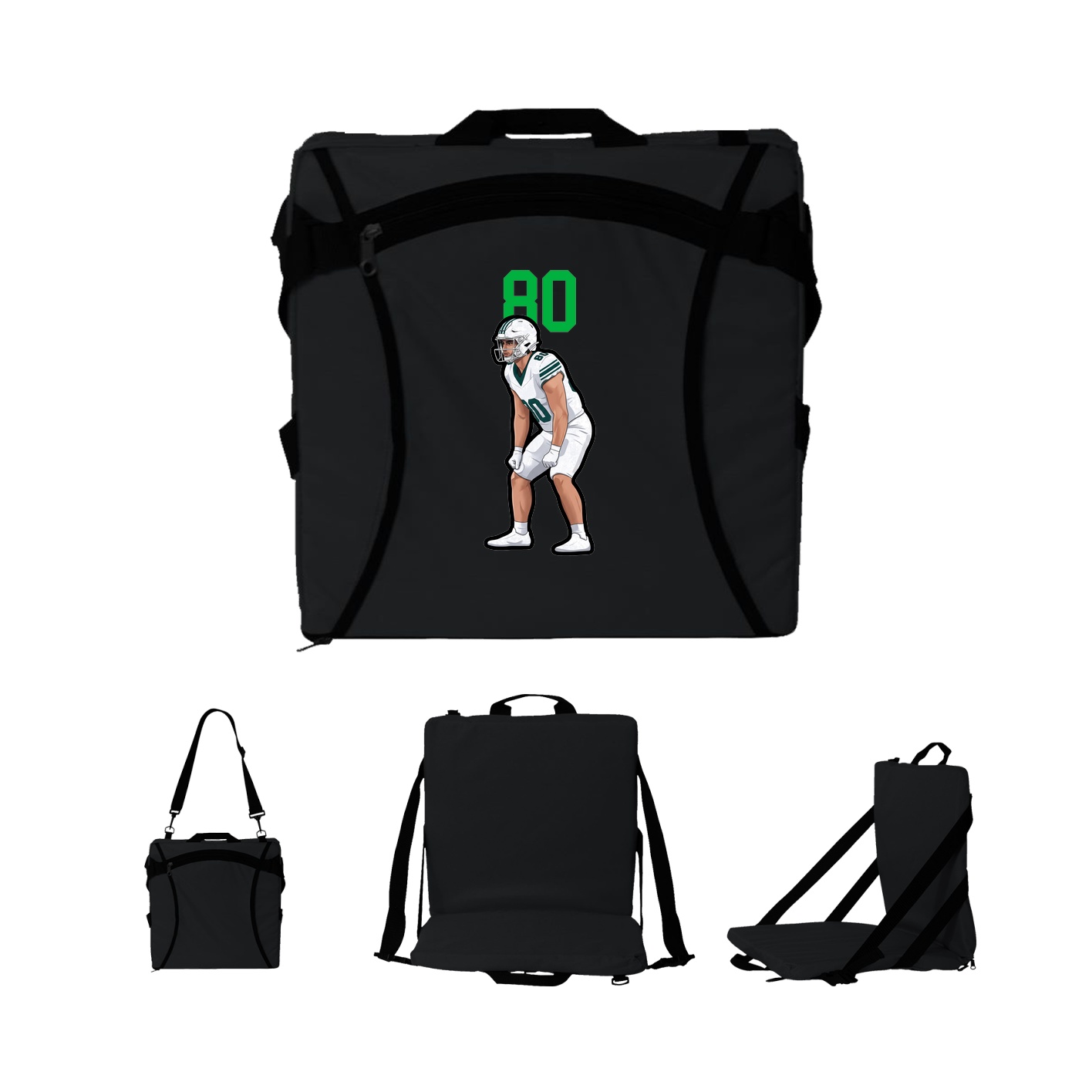 Folding Stadium Seat — Number Top in Black