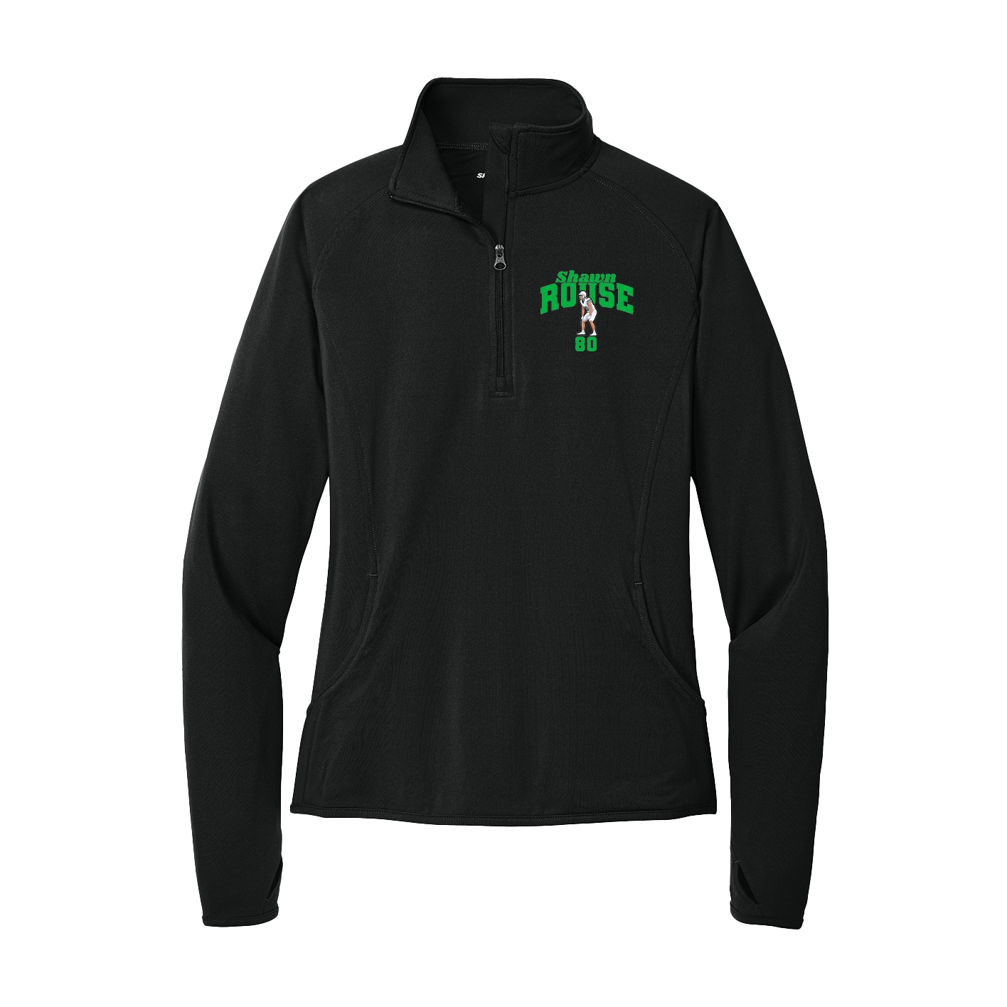 Women's Q-Zip Pullover — Signature Arch in Black
