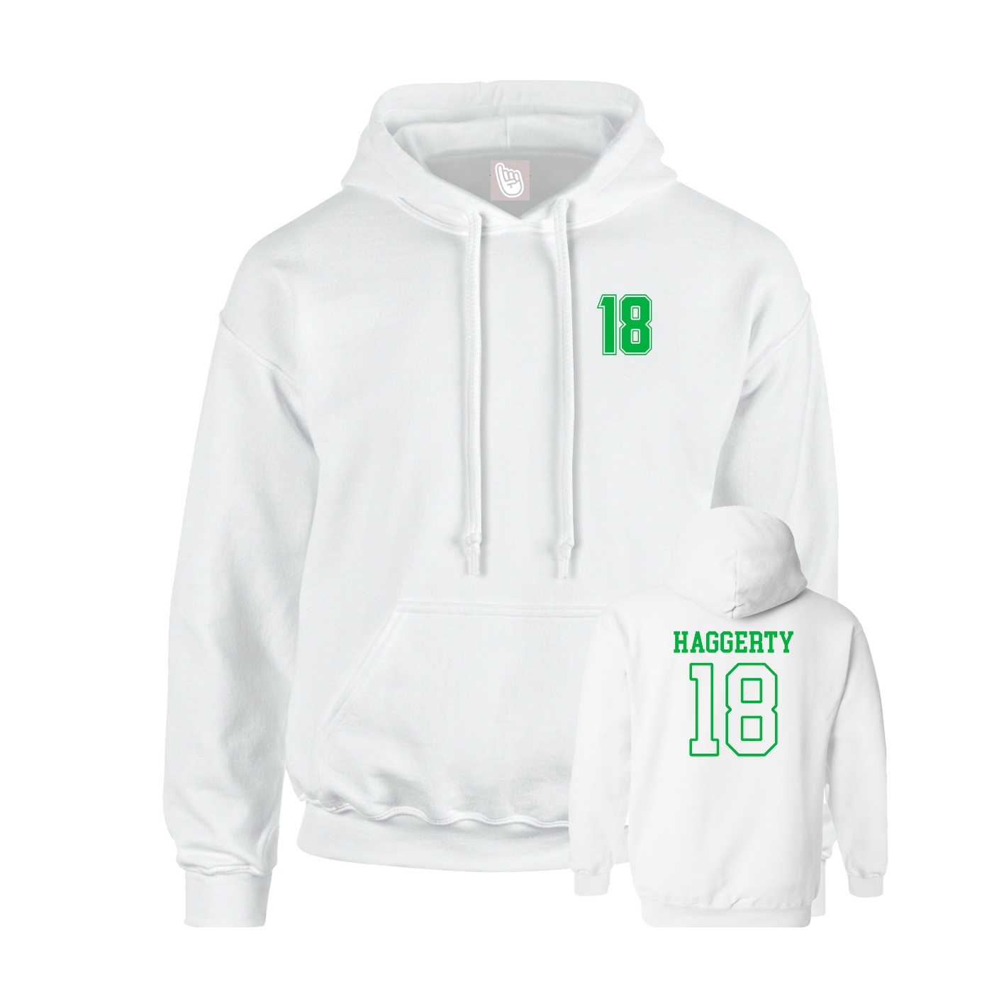 Youth Hoodie — Chest Back in White