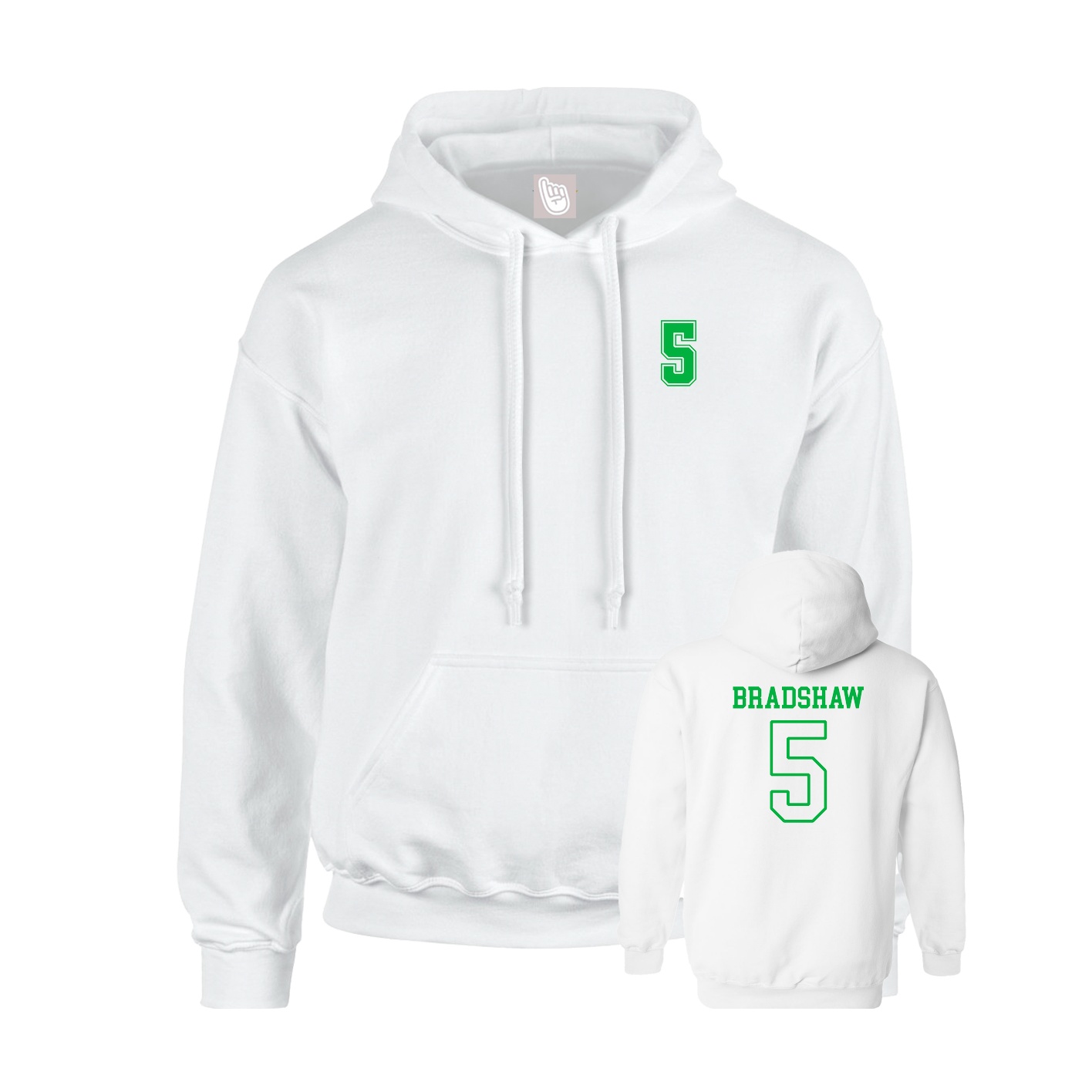 Youth Hoodie — Chest Back in White