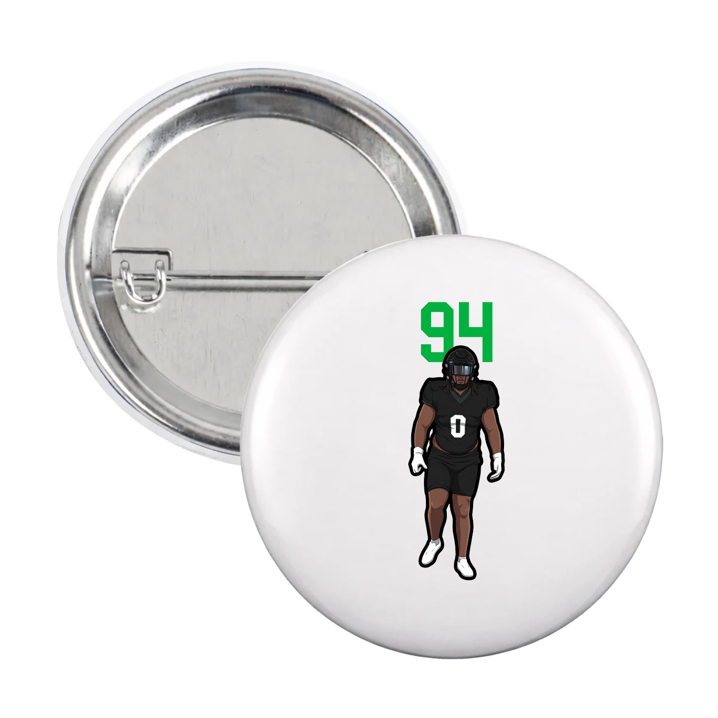 Game Day Button — Number Top in White