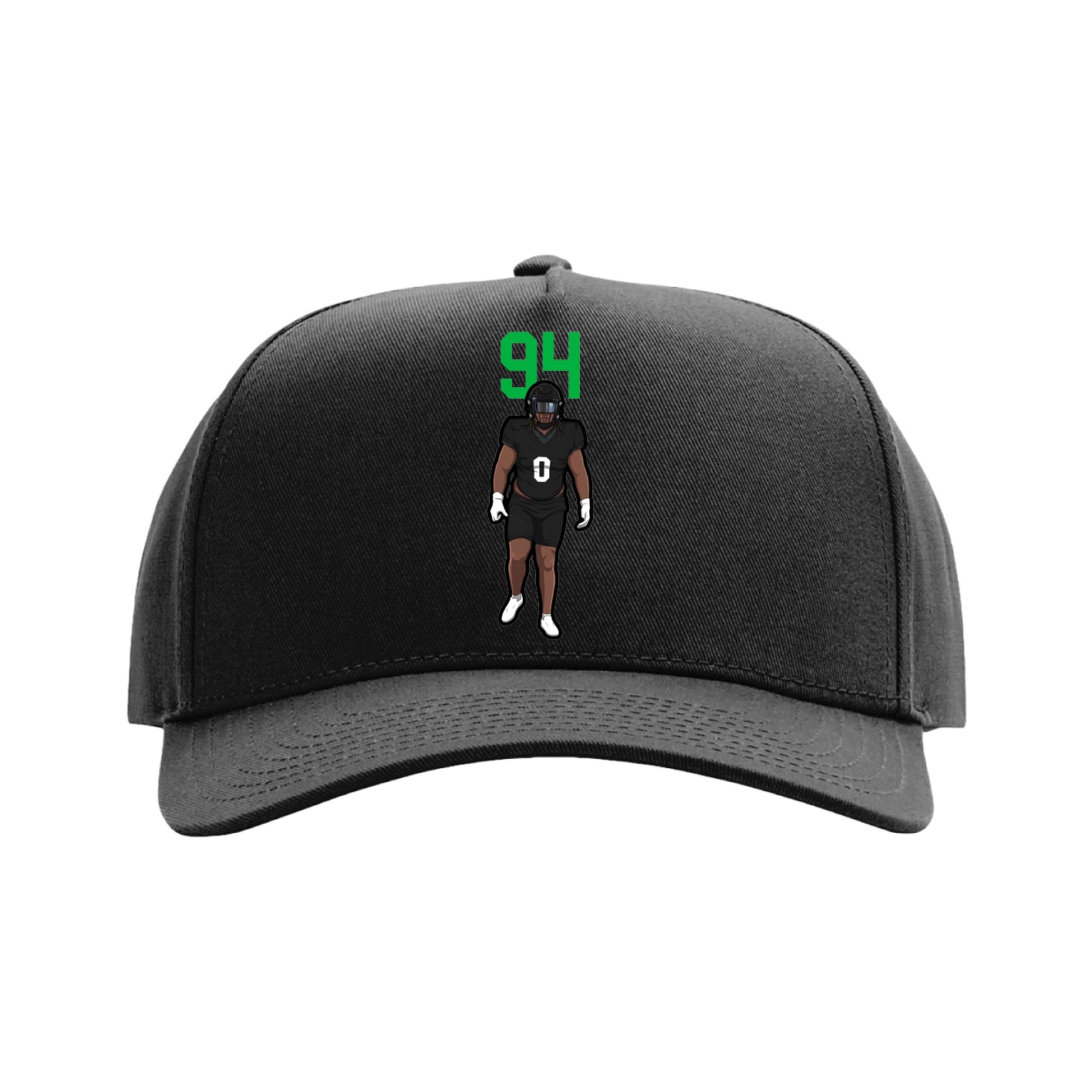 Full Fabric Five-Panel Champ Cap — Number Top in Black