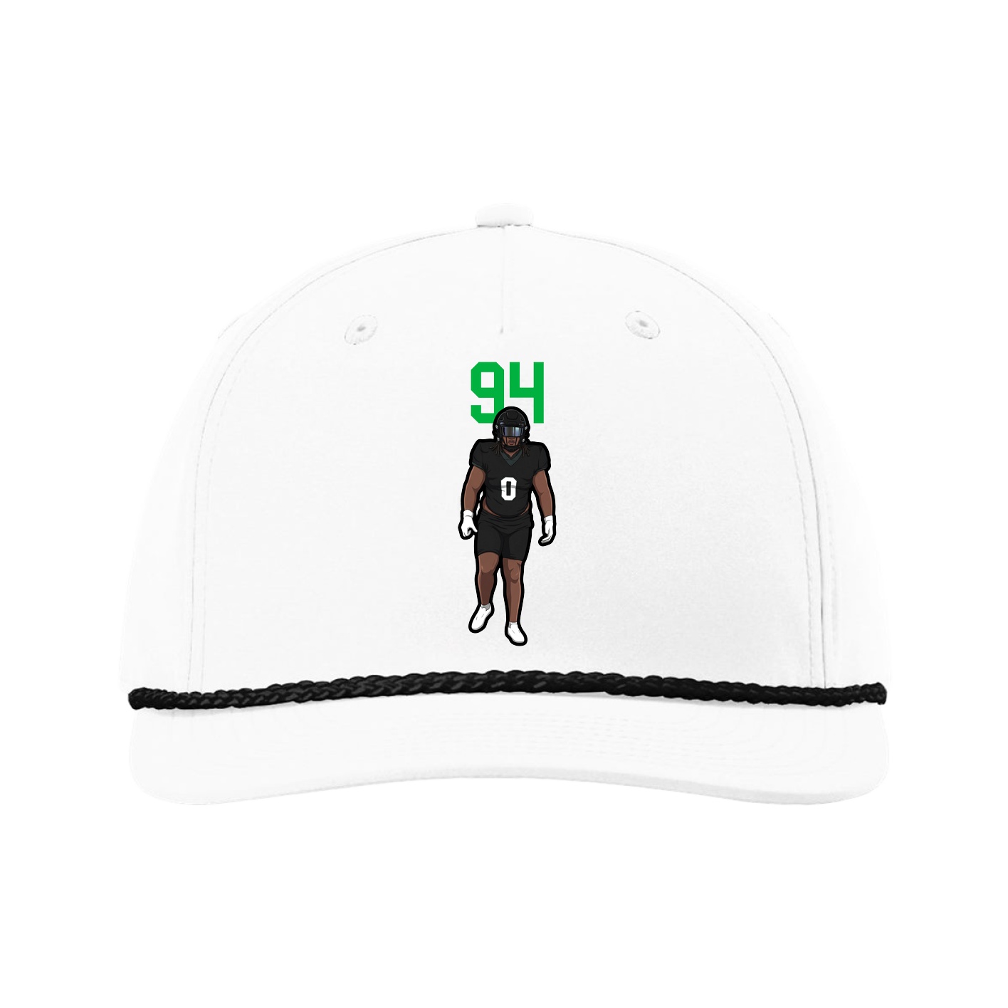Five-Panel Classic Rope Cap — Number Top in White