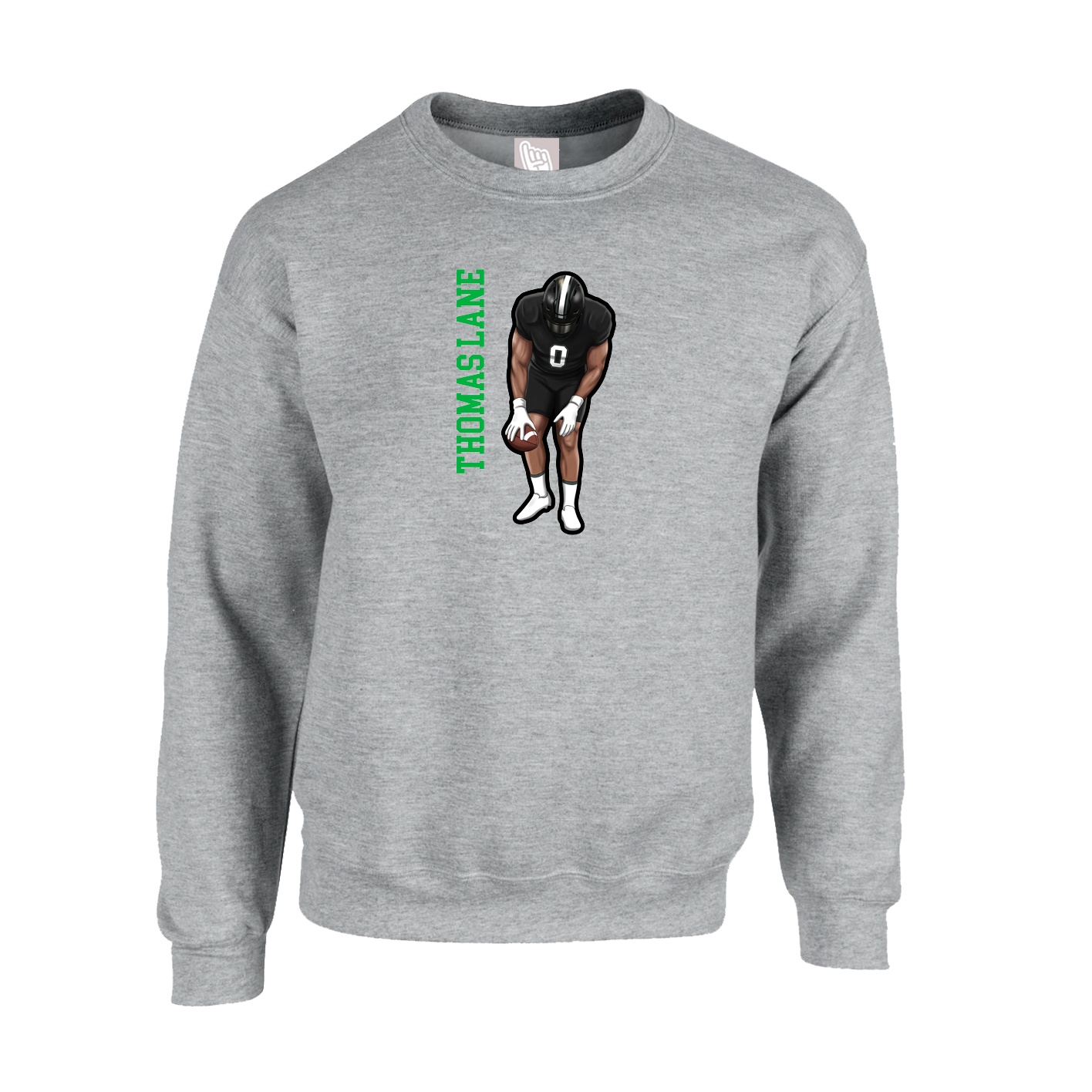 Fleece Crew — Name Vertical in Grey