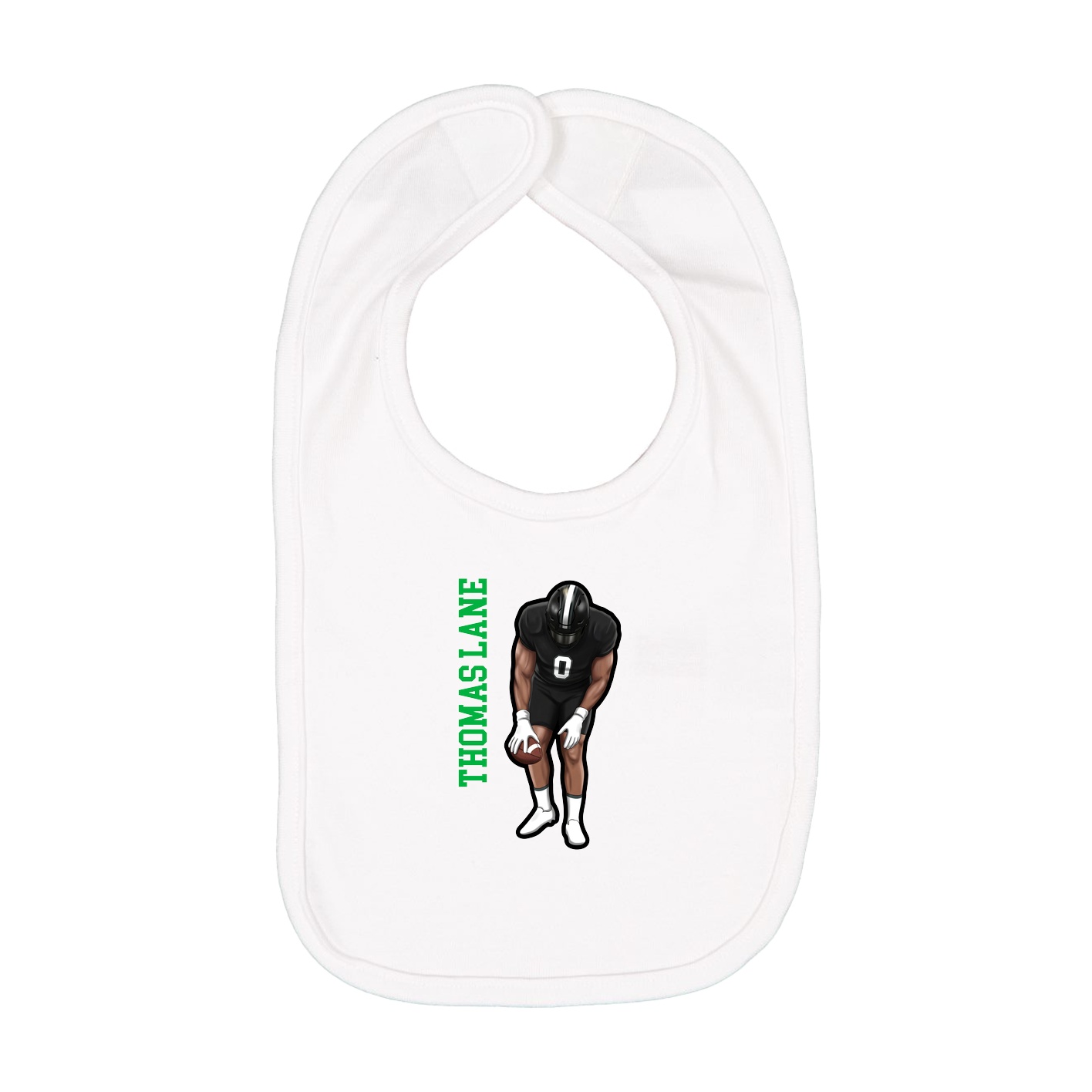 Infant Bib — Name Vertical in White