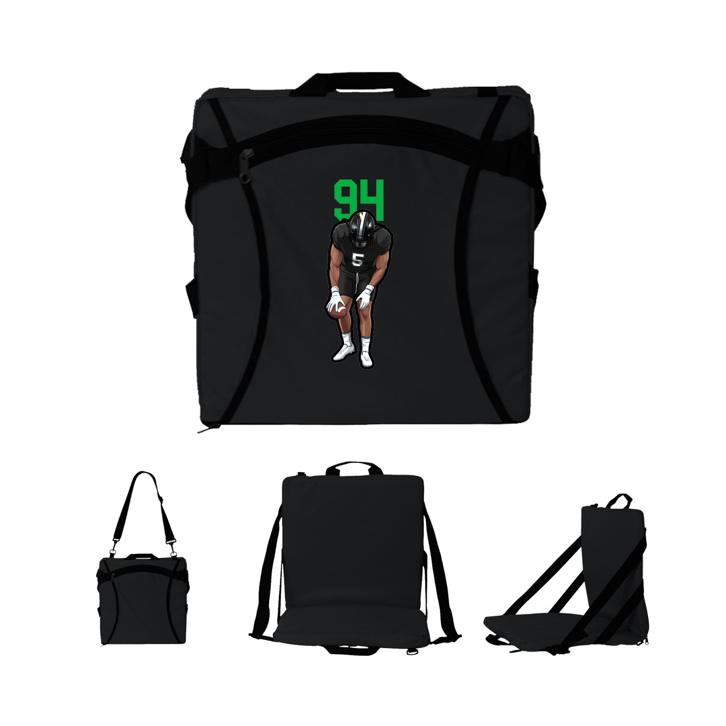 Folding Stadium Seat — Number Top in Black