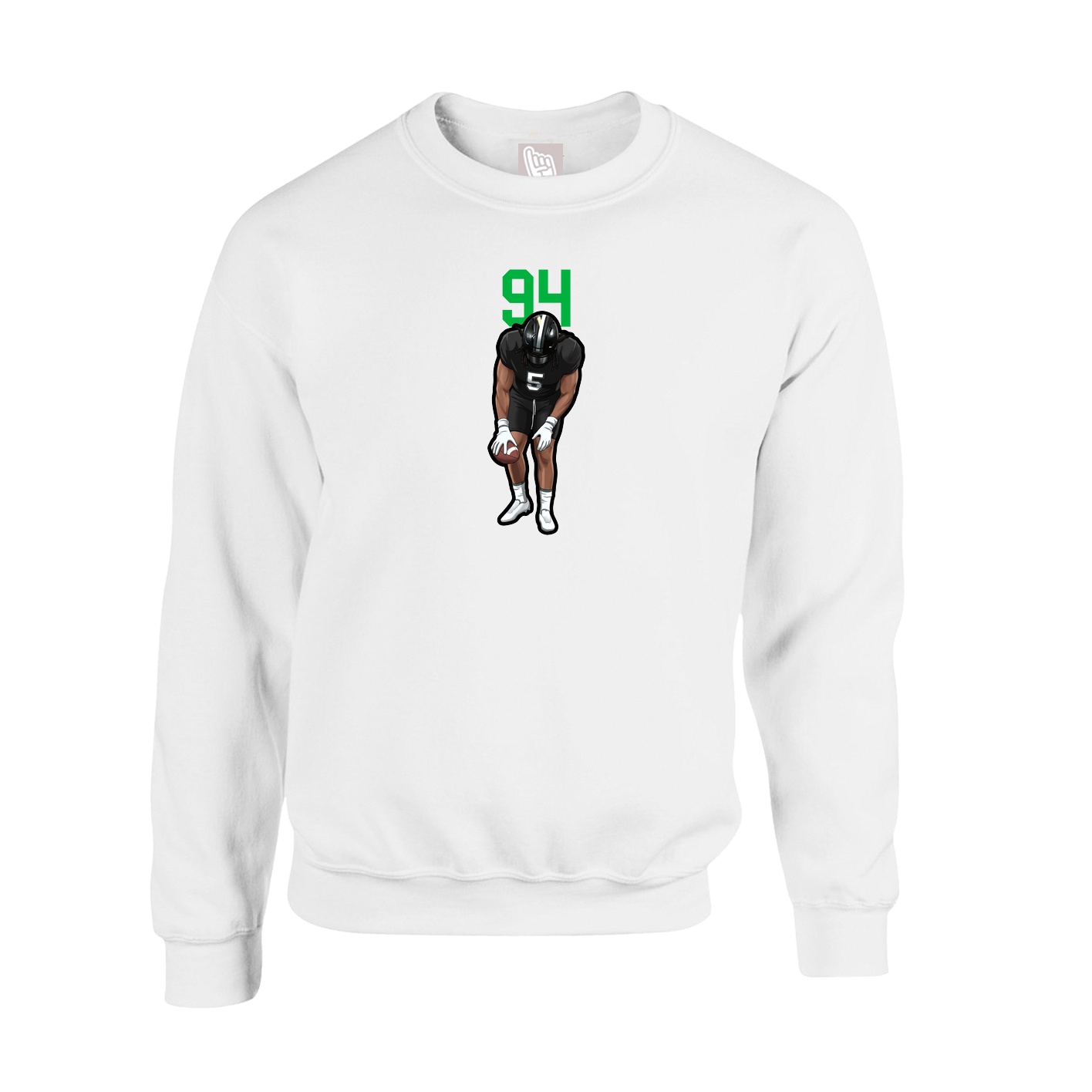 Fleece Crew — Number Top in White