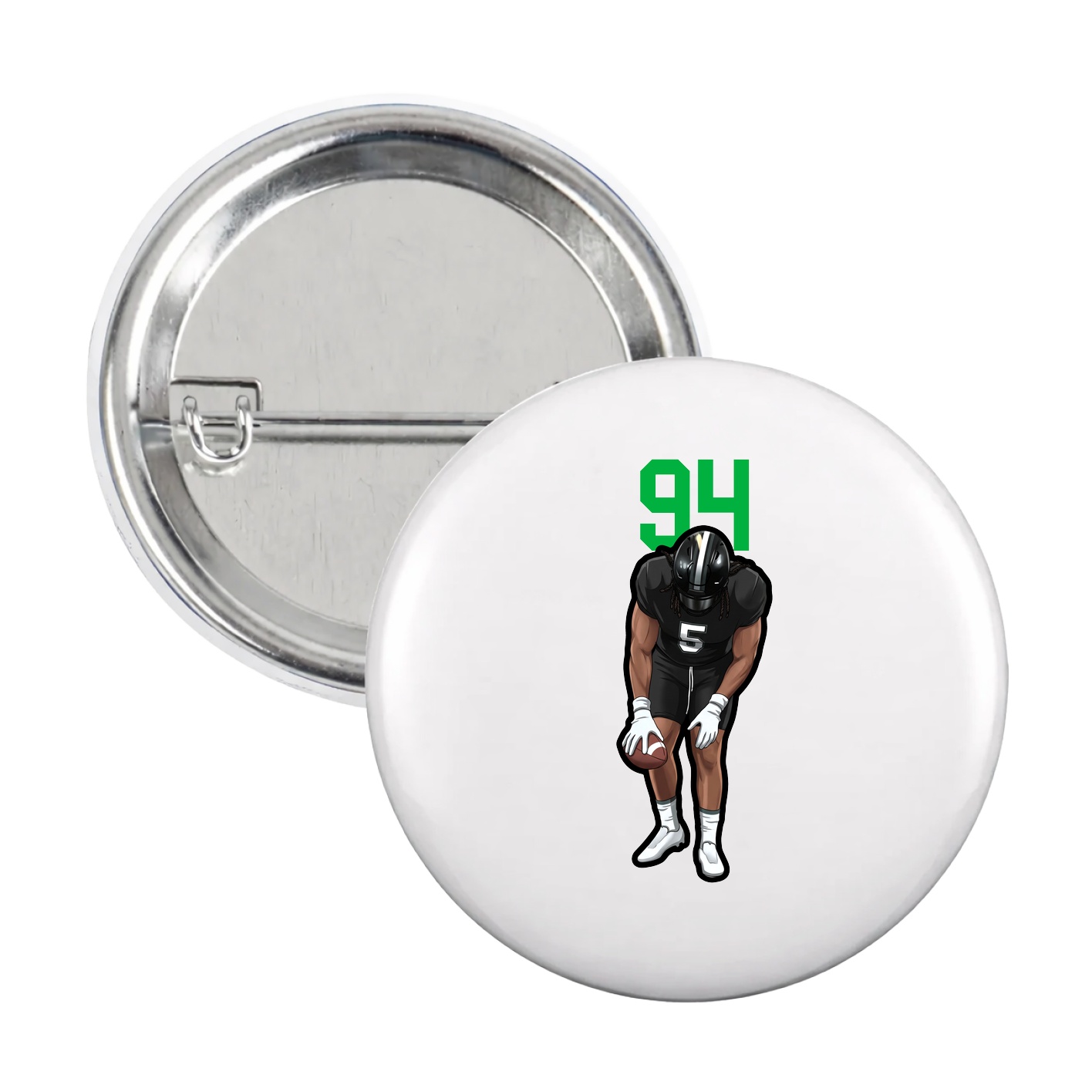 Game Day Button — Number Top in White