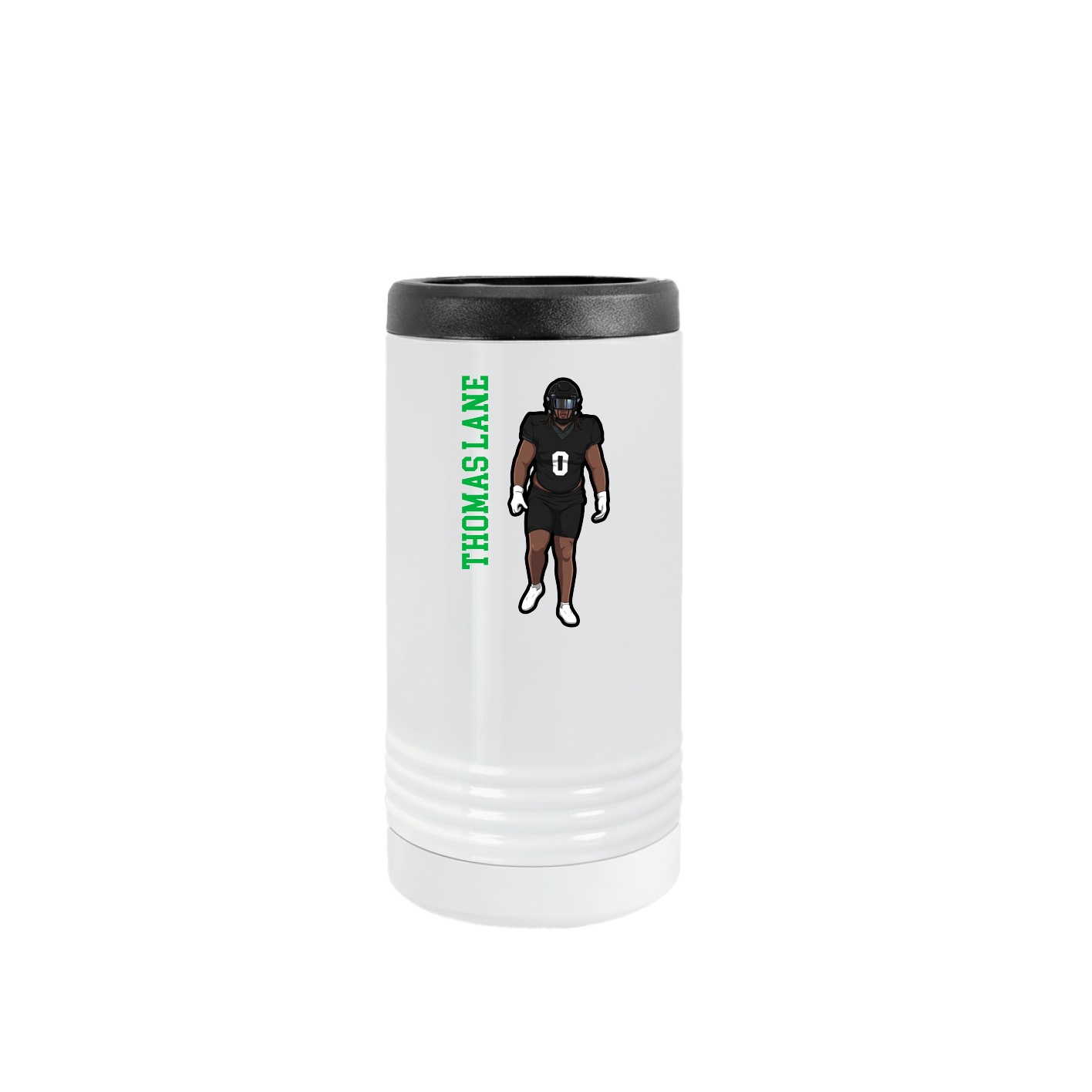Slim Beverage Holder — Name Vertical in White