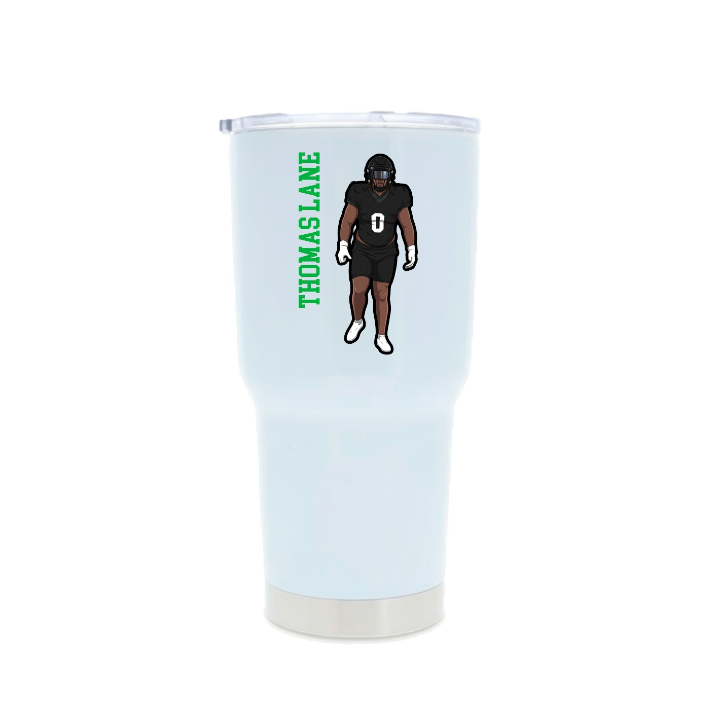 30oz Stainless Steel Tumbler — Name Vertical in White