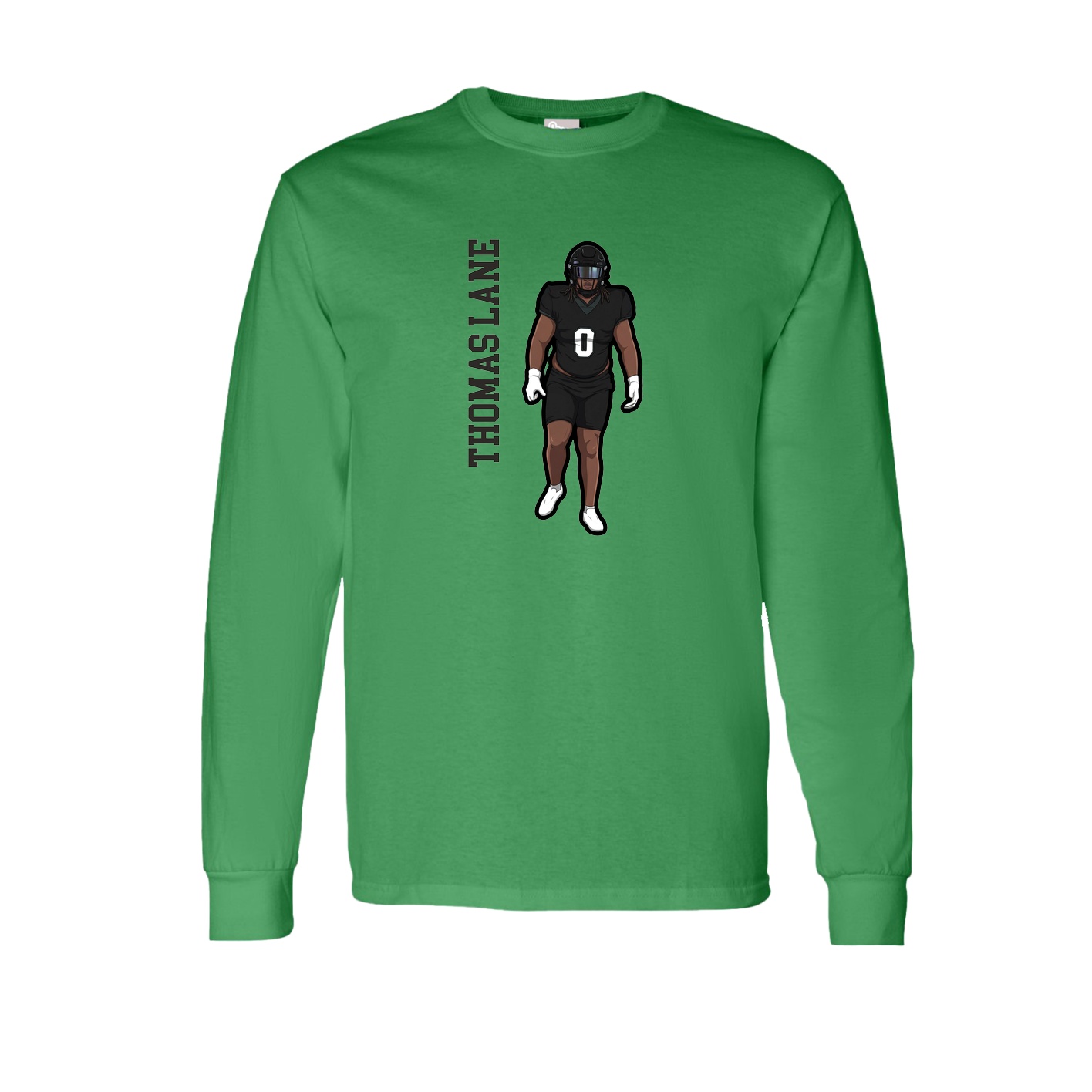Long Sleeve Tee — Name Vertical in Green