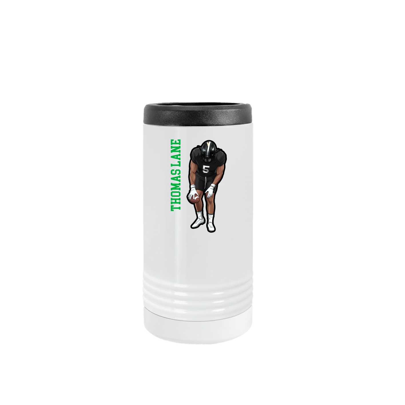 Slim Beverage Holder — Name Vertical in White