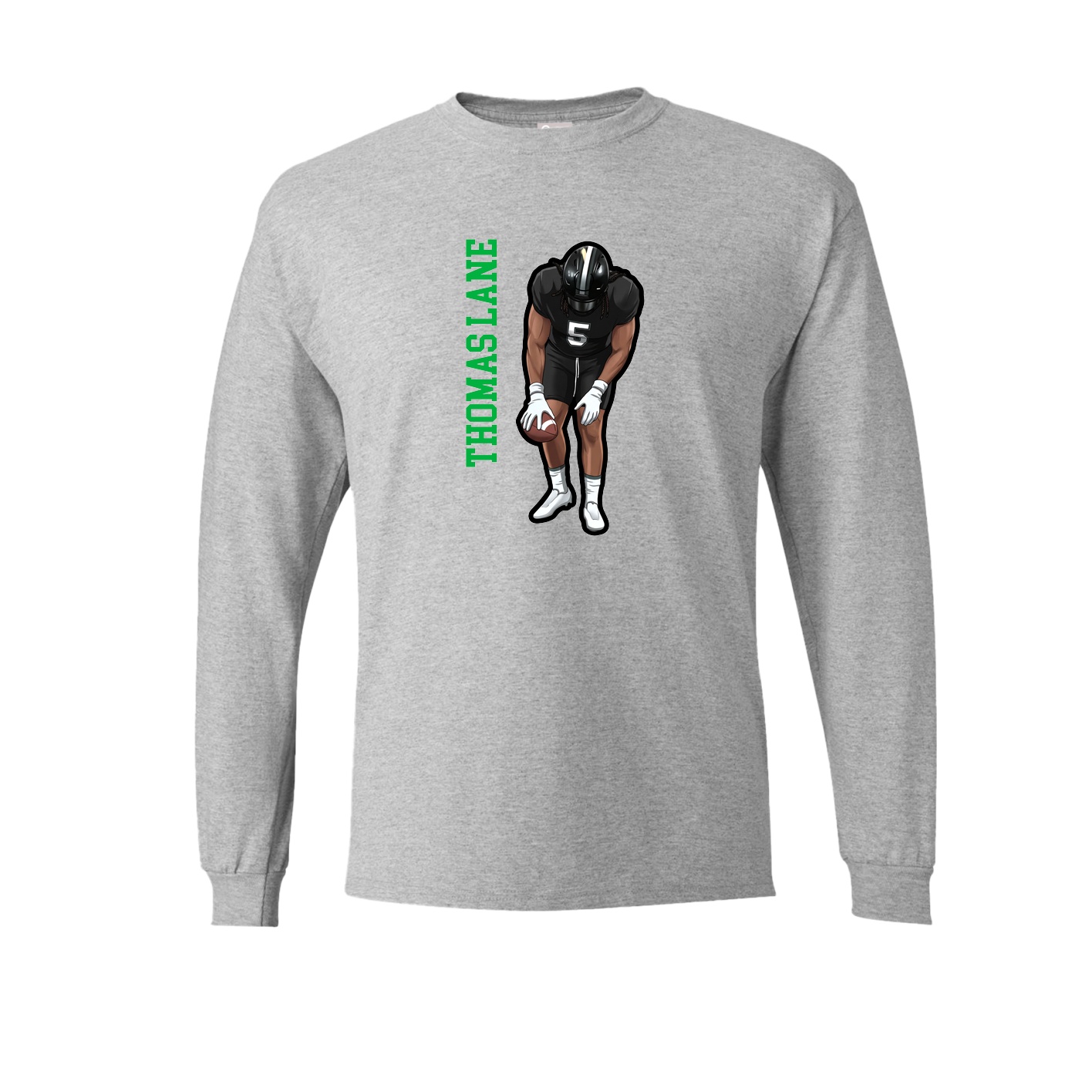 Long Sleeve Tee — Name Vertical in Grey