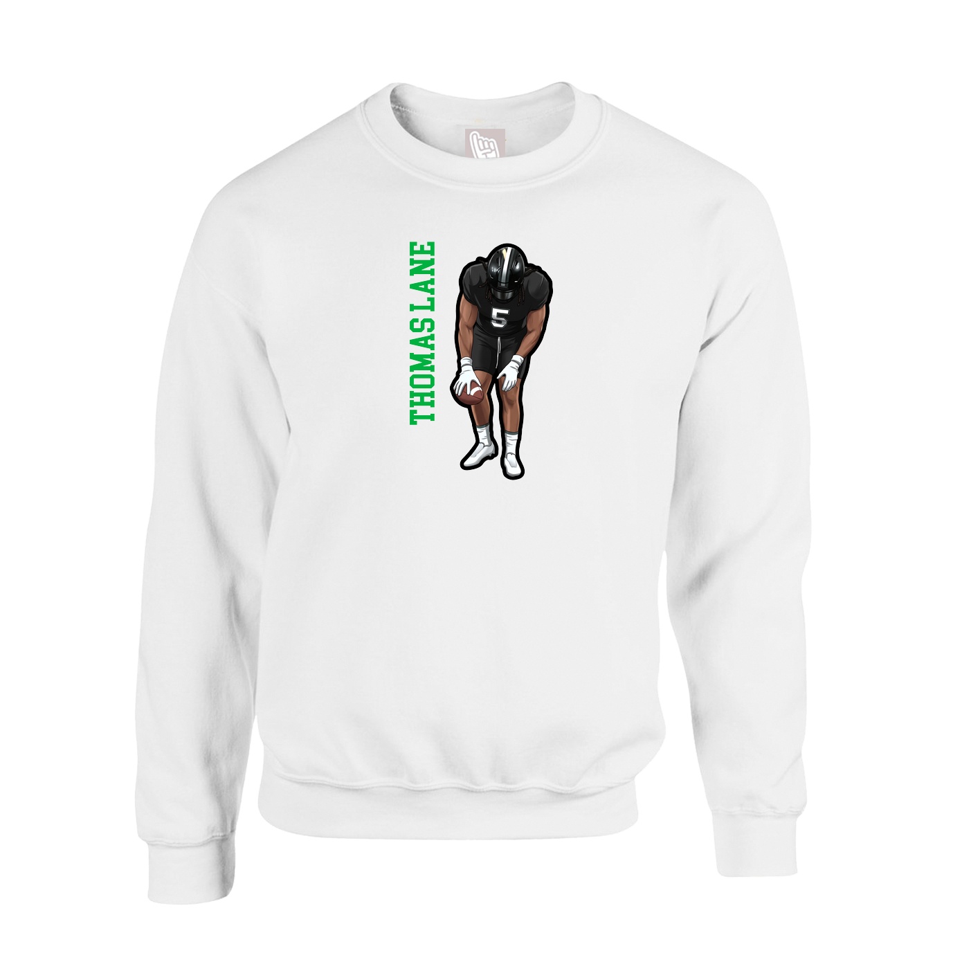 Fleece Crew — Name Vertical in White