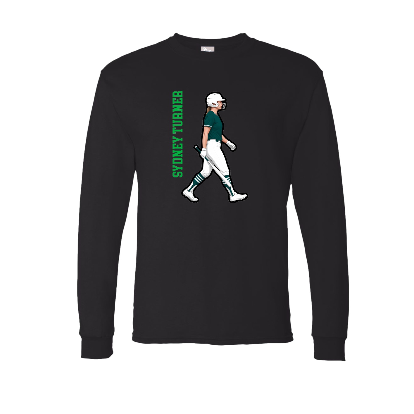 Long Sleeve Tee — Name Vertical in Black