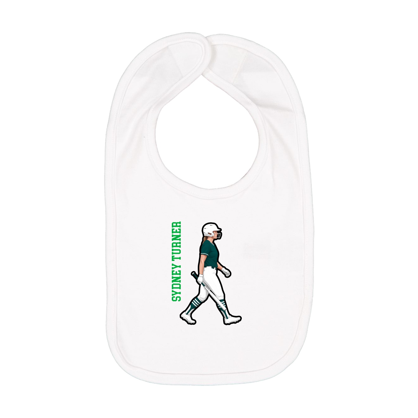 Infant Bib — Name Vertical in White