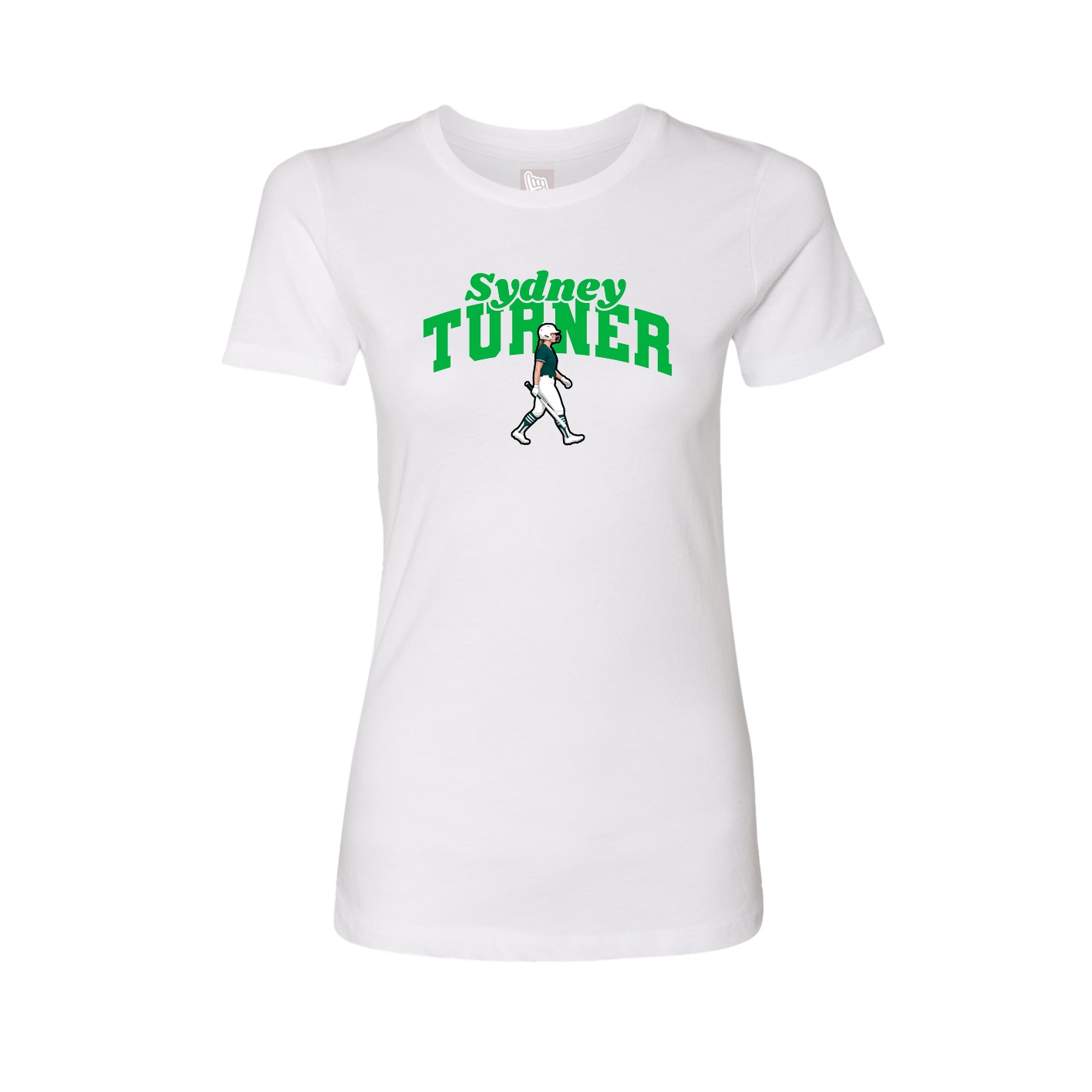 Fitted Women's Tee — Signature Arch in White