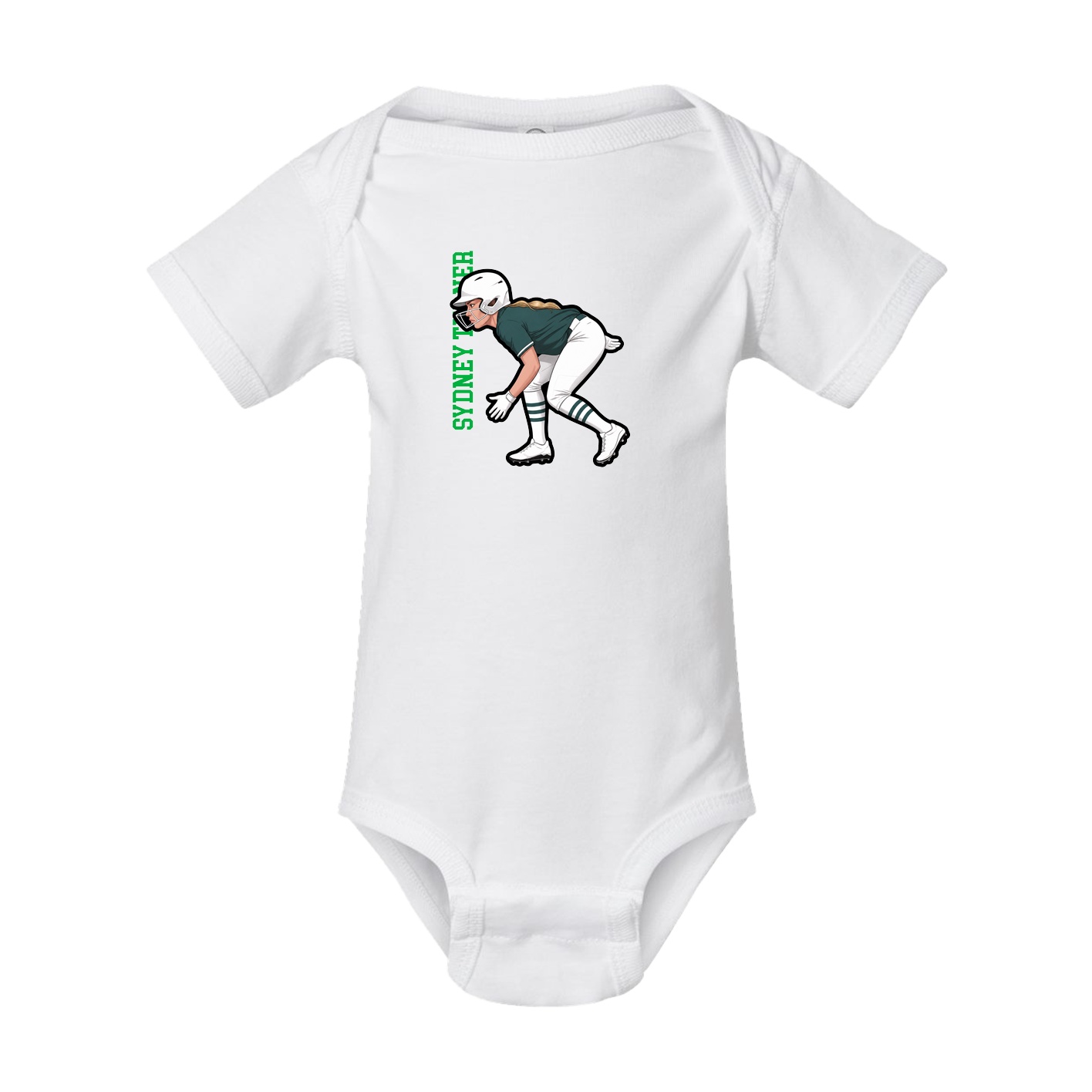 Baby Onesie — Name Vertical in White
