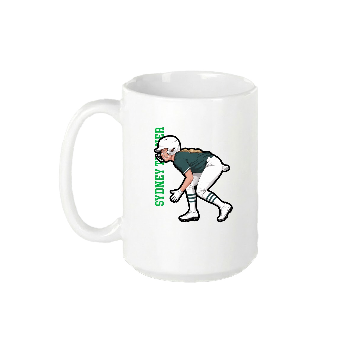 15oz Coffee Mug — Name Vertical in White