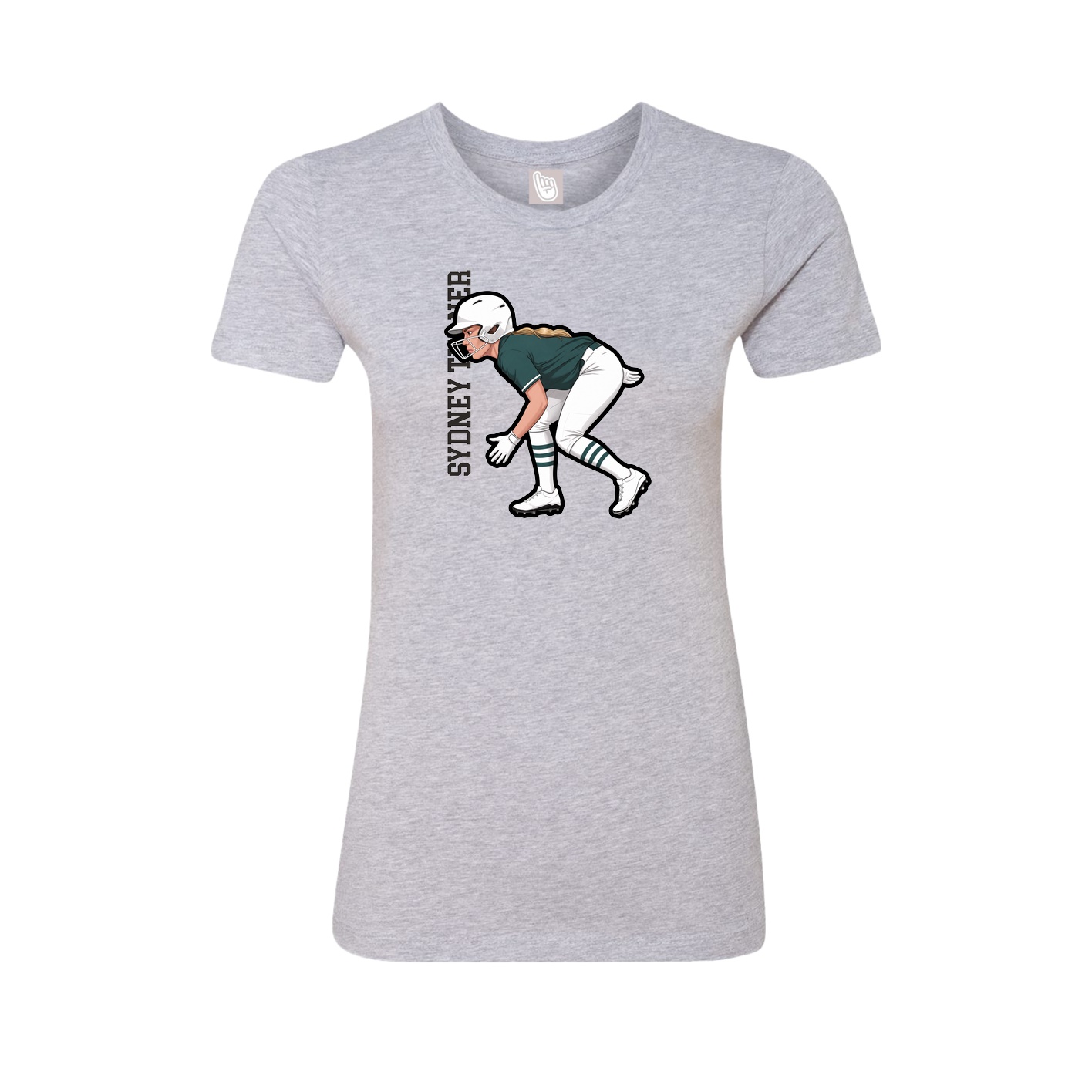 Fitted Women's Tee — Name Vertical in Grey