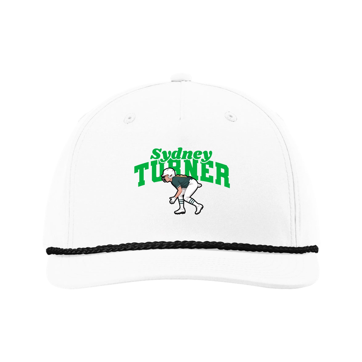 Five-Panel Classic Rope Cap — Signature Arch in White