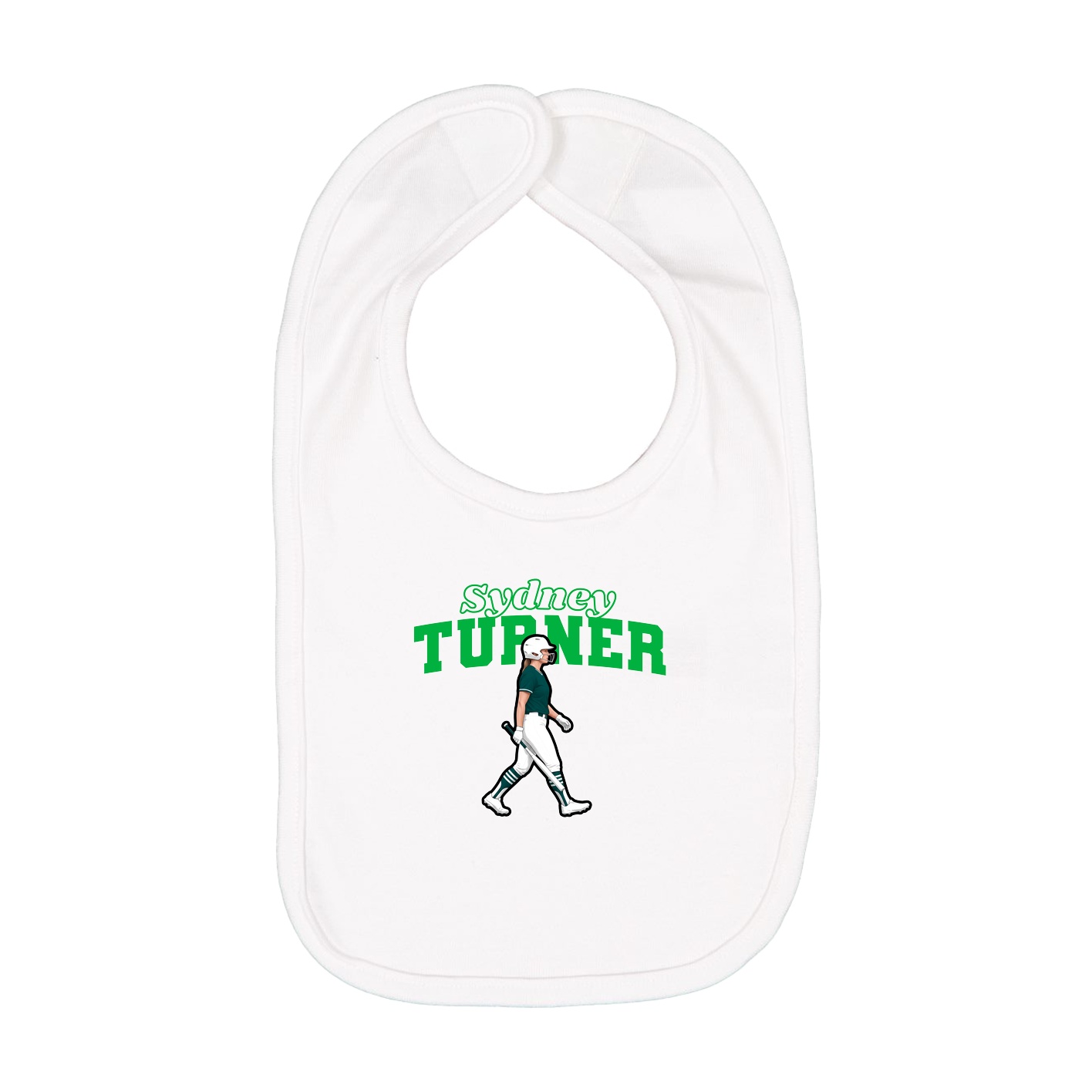 Infant Bib — Name Arch in White