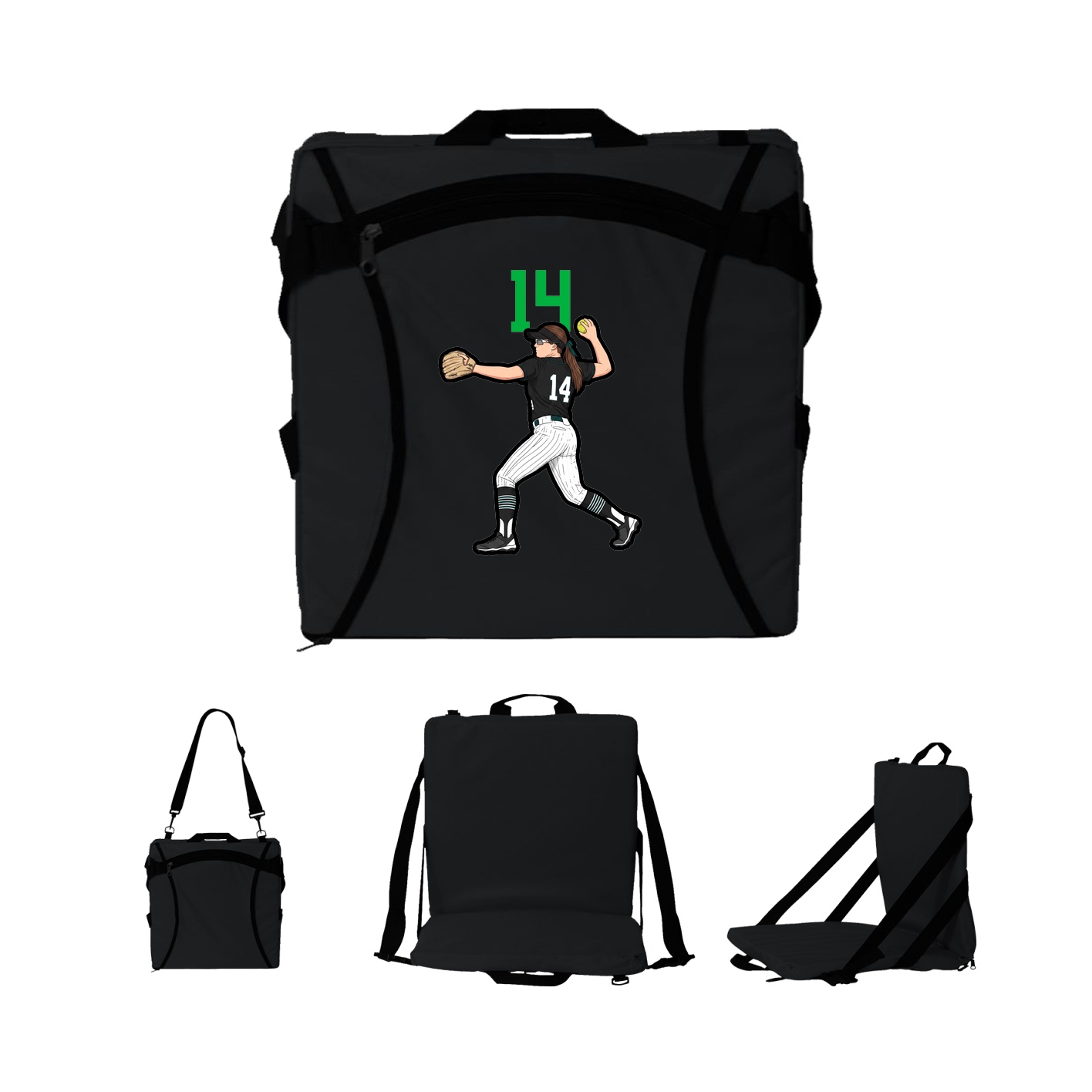 Folding Stadium Seat — Number Top in Black
