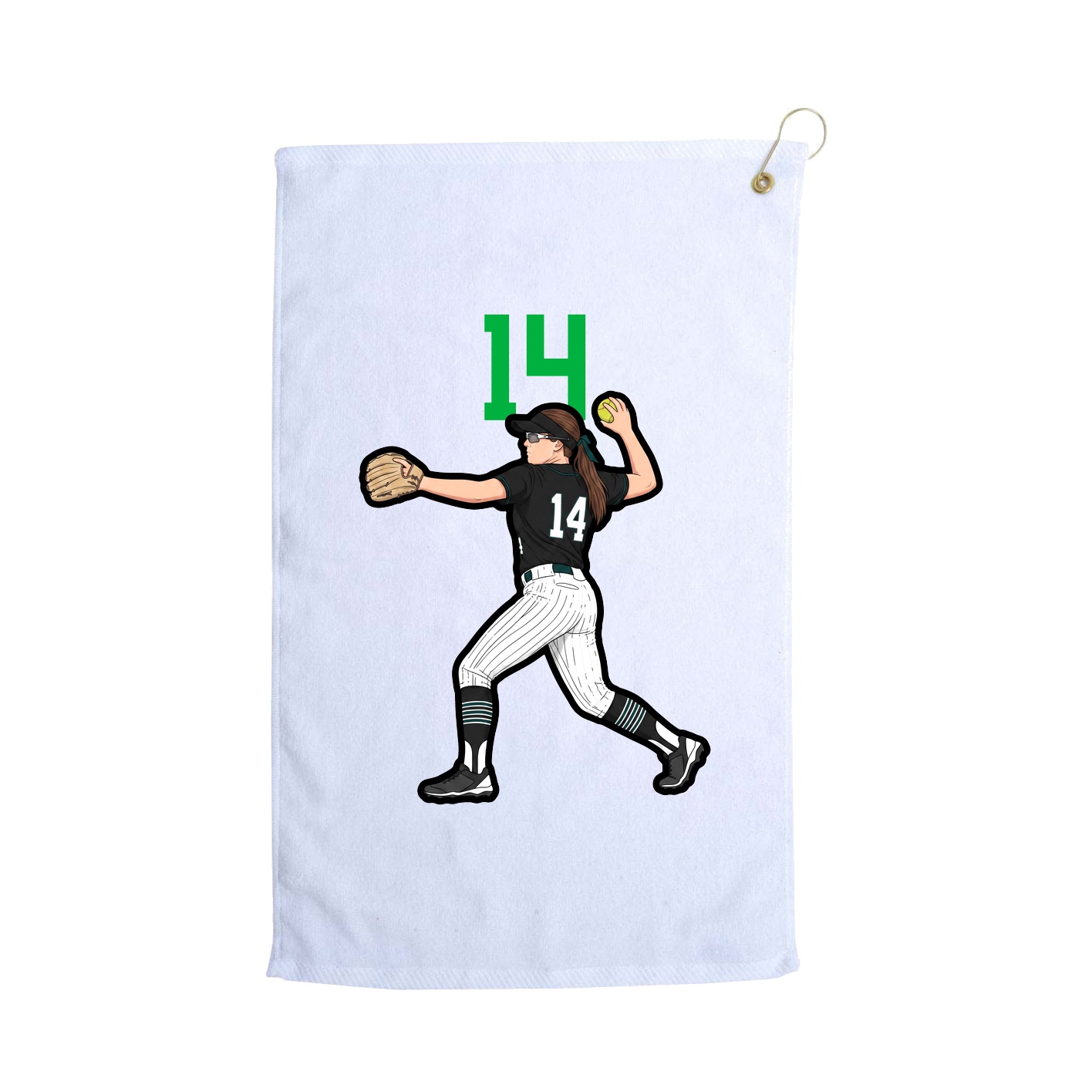 Golf Towel — Number Top in White