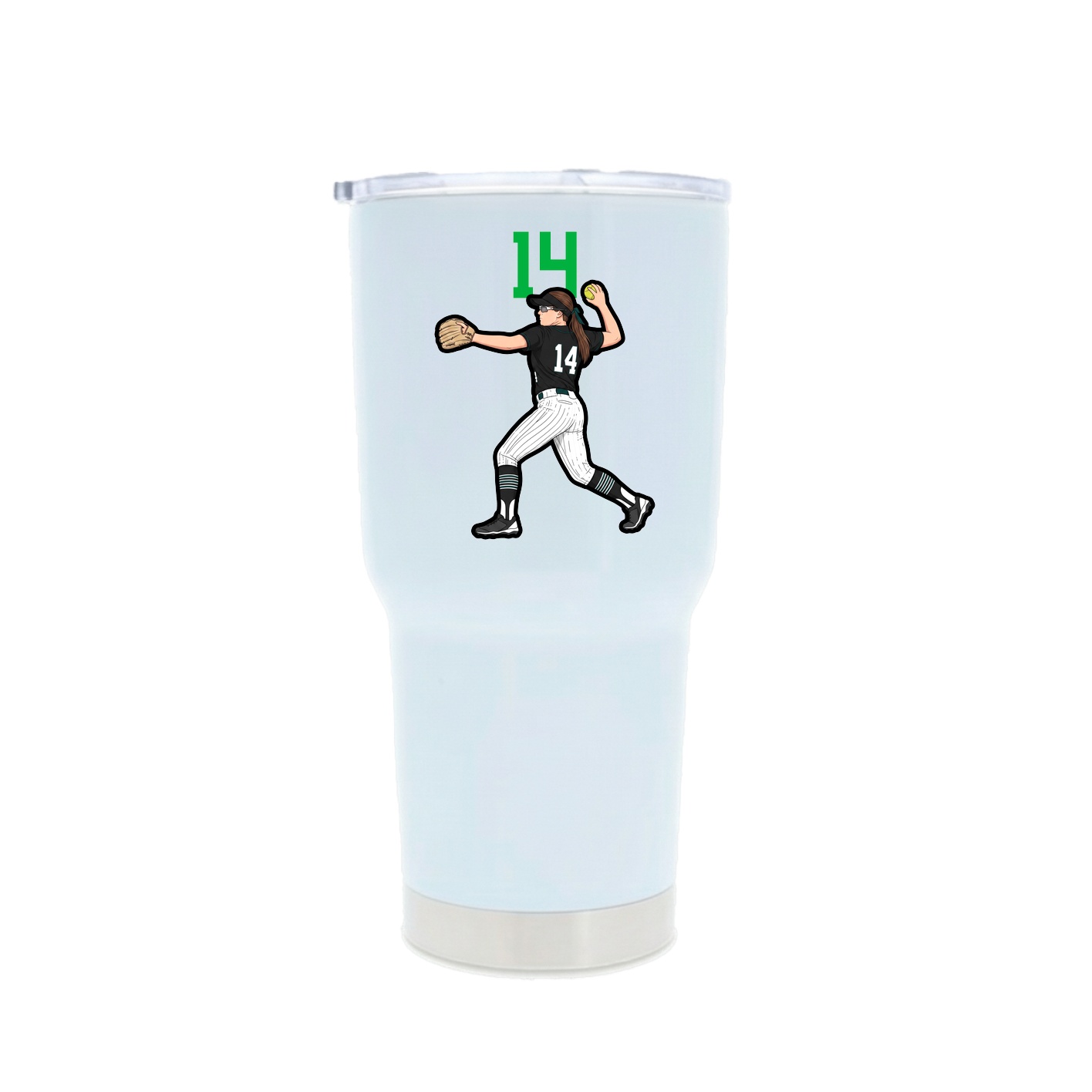 30oz Stainless Steel Tumbler — Number Top in White