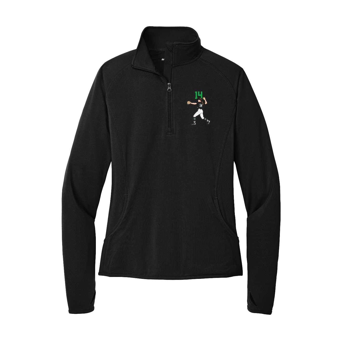 Women's Q-Zip Pullover — Number Top in Black
