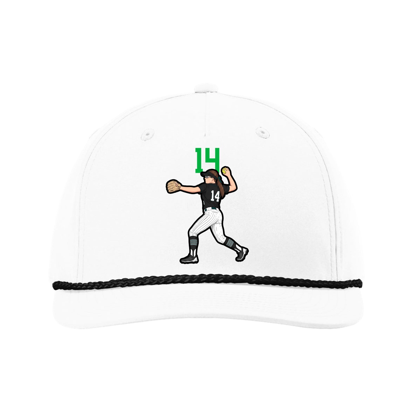 Five-Panel Classic Rope Cap — Number Top in White