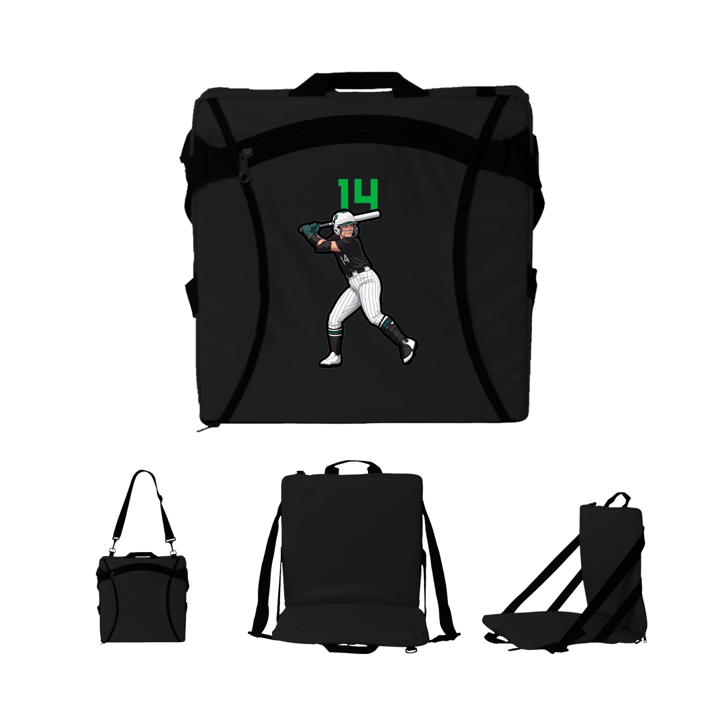 Folding Stadium Seat — Number Top in Black