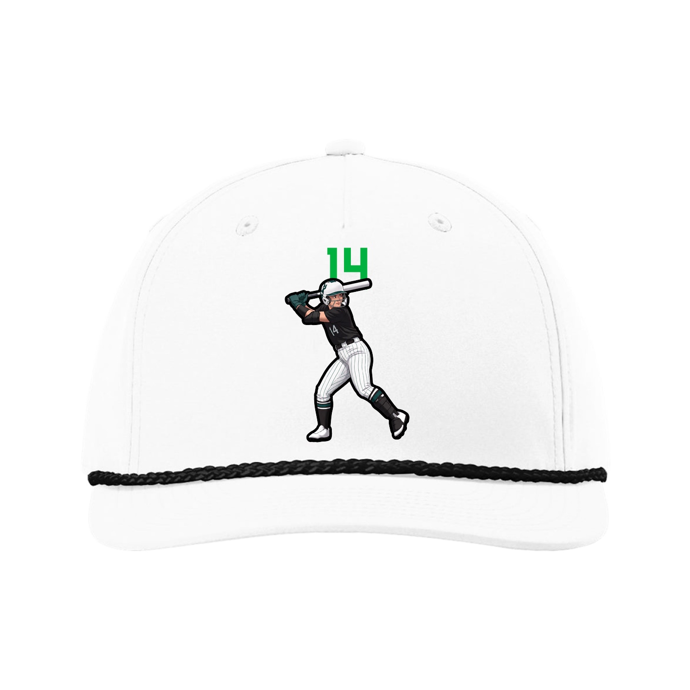 Five-Panel Classic Rope Cap — Number Top in White