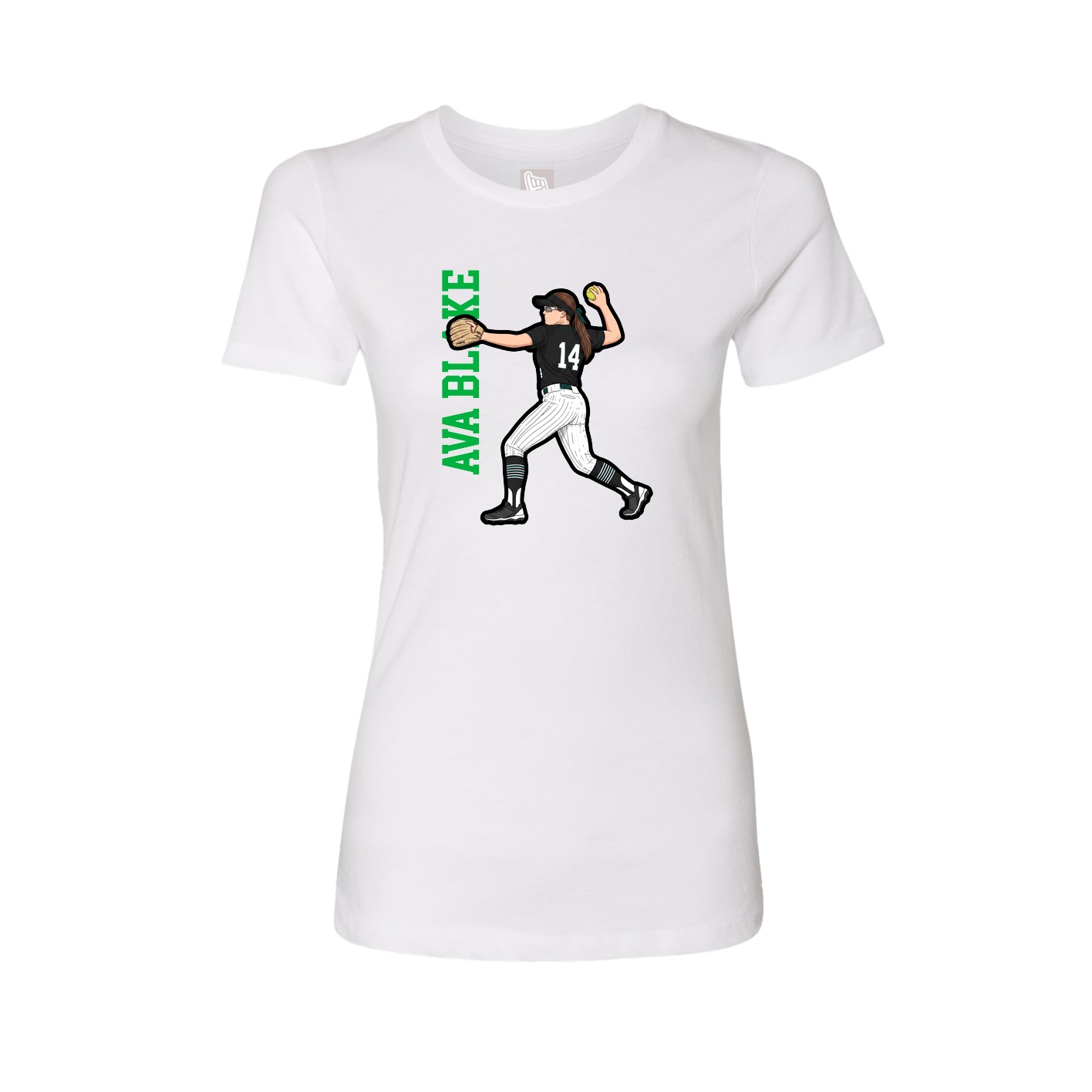 Fitted Women's Tee — Name Vertical in White