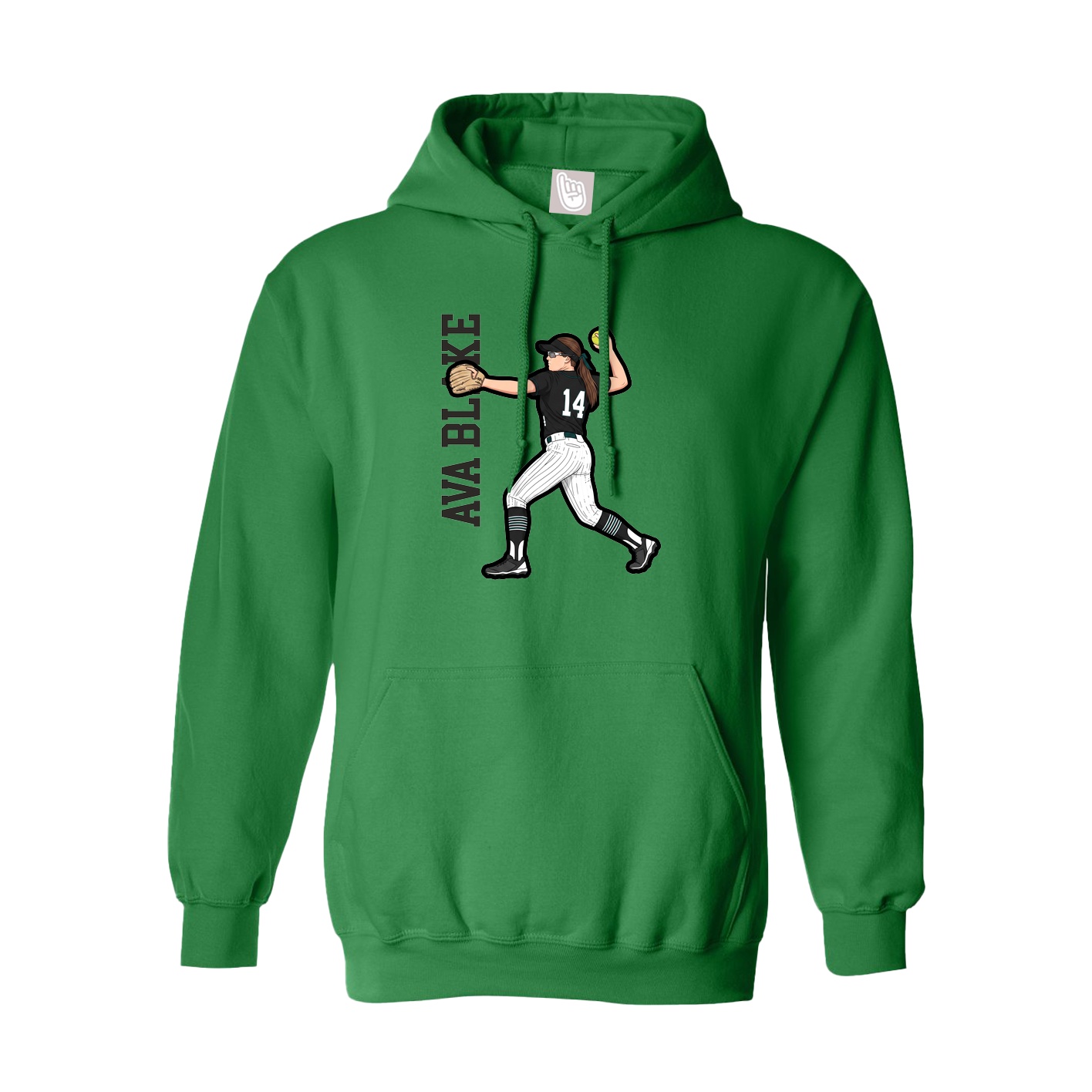Youth Hoodie — Name Vertical in Green