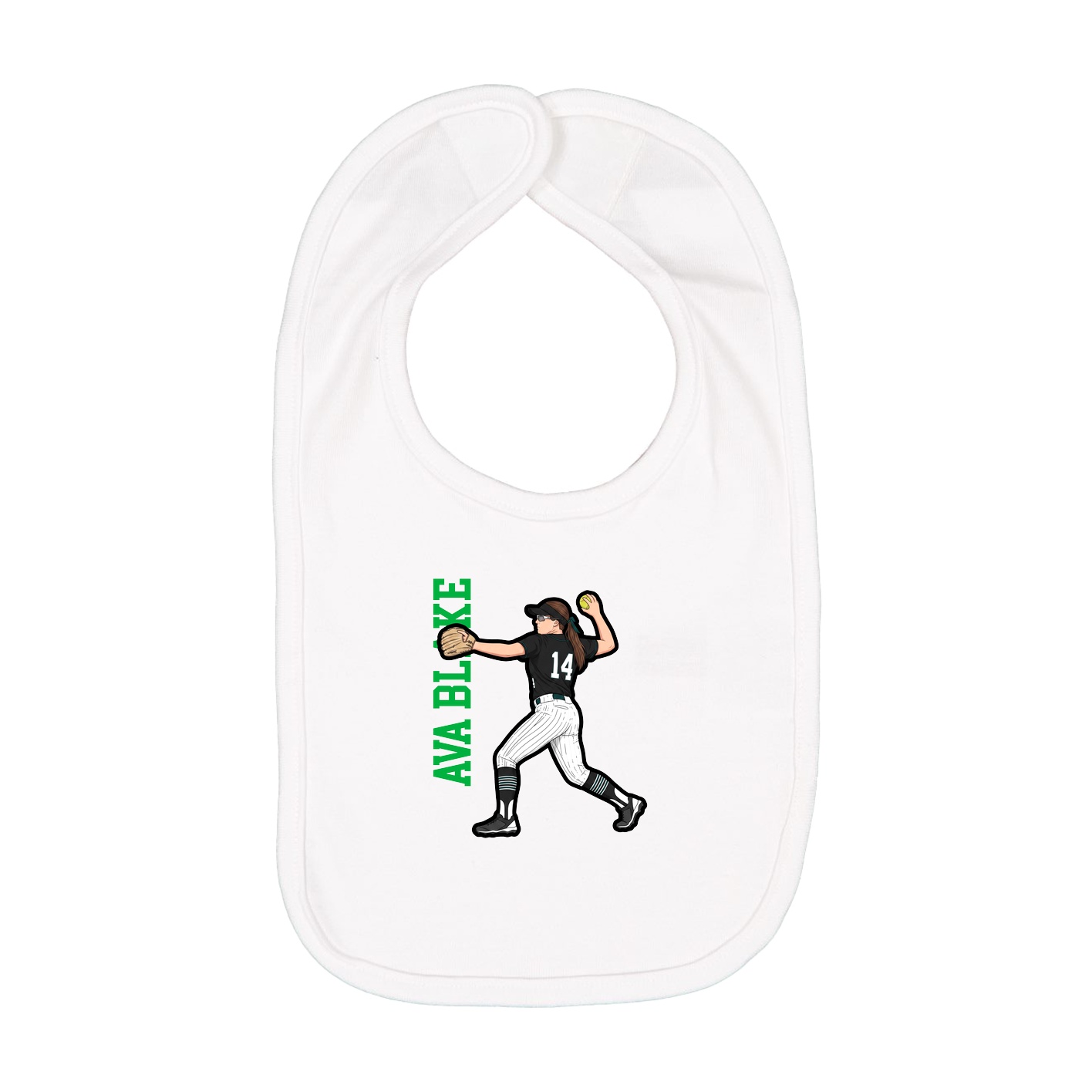 Infant Bib — Name Vertical in White