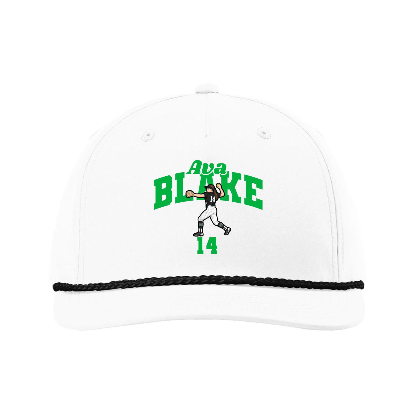 Five-Panel Classic Rope Cap — Signature Arch in White