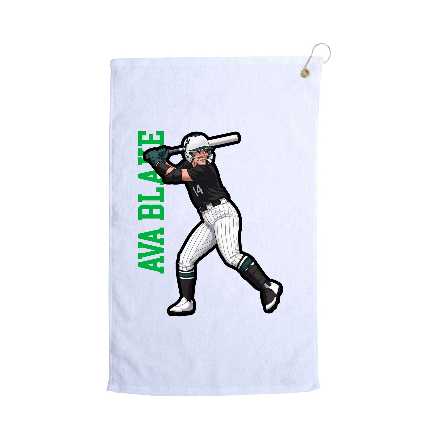 Golf Towel — Name Vertical in White