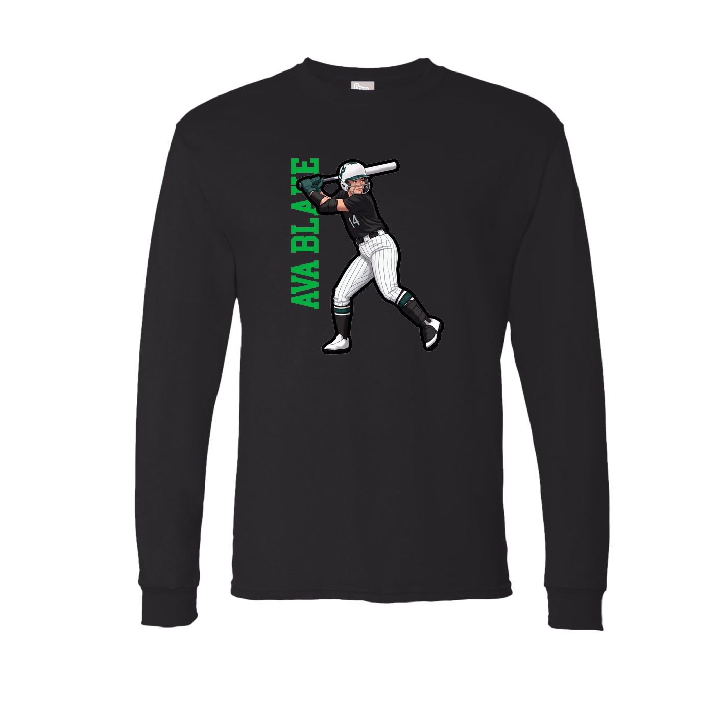 Long Sleeve Tee — Name Vertical in Black